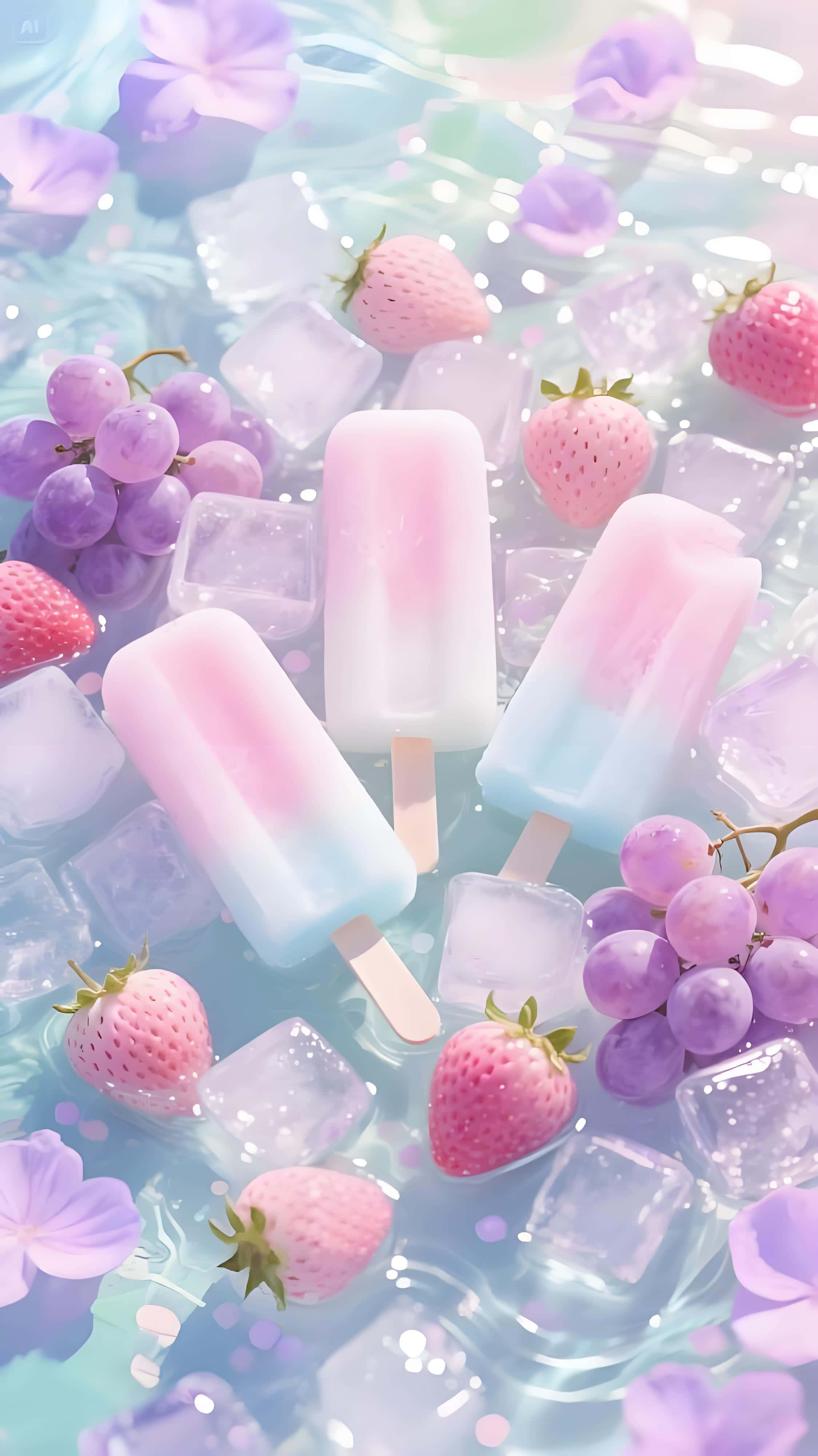 pastel pink, pastel blue, popsicles, 4K Phone Wallpaper