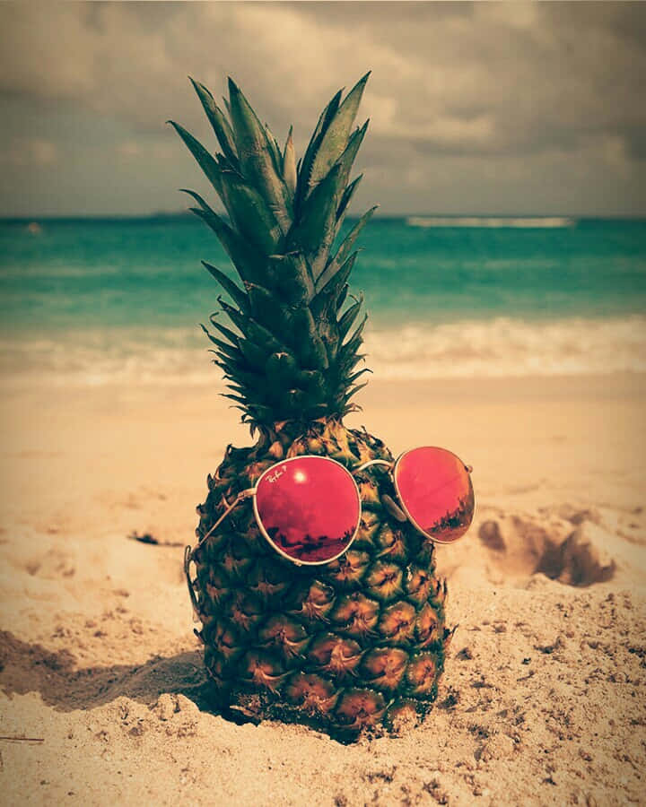 Summer Fun, pineapple, red sunglasses, SD Phone Wallpaper