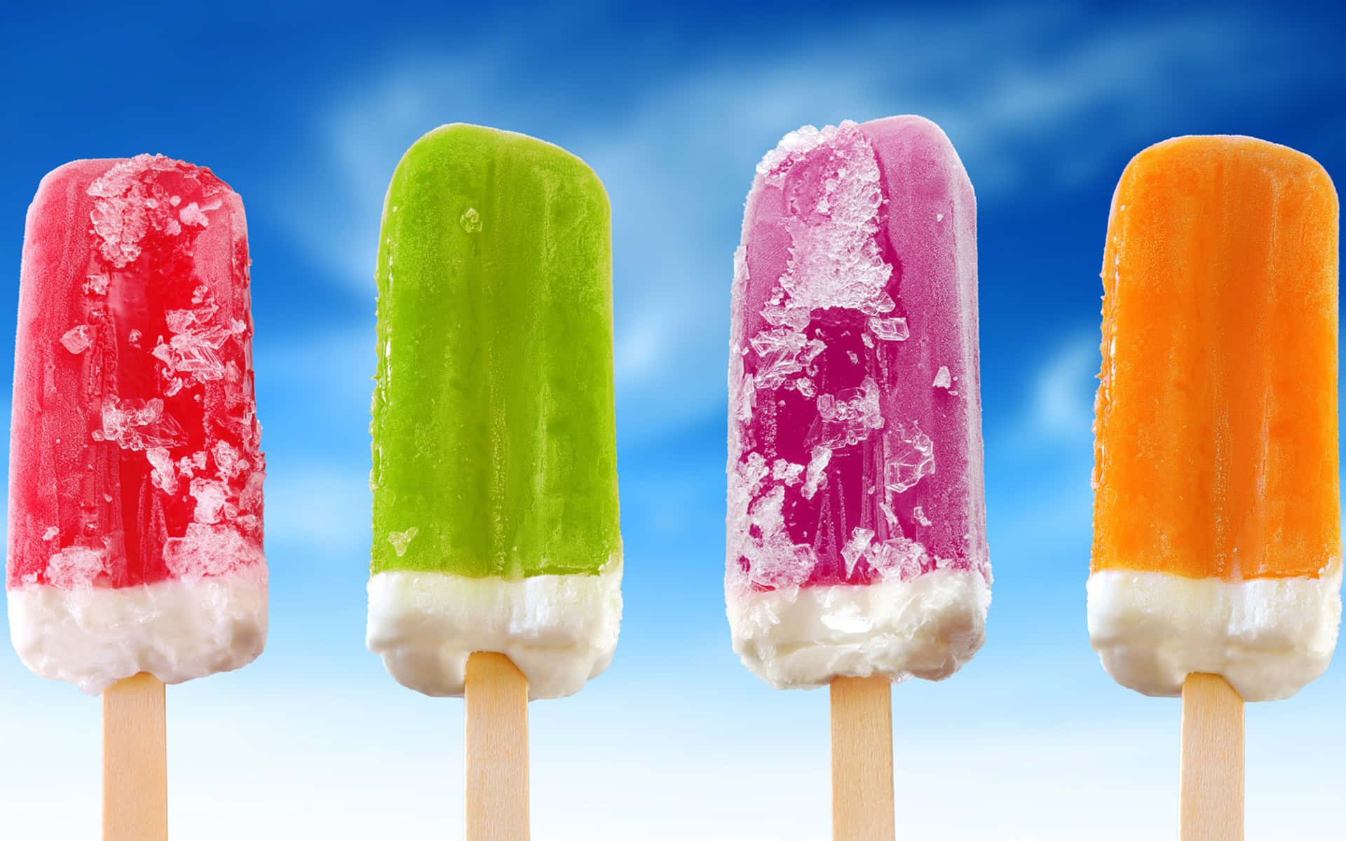 Summer Fun Popsicles, colorful melting popsicles, frosty drips, Full HD Desktop Wallpaper