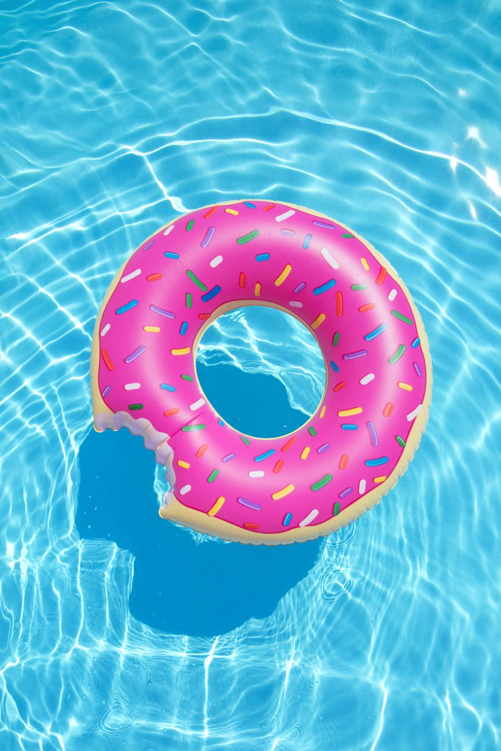 Summer Fun, doughnut-shaped pool floatie, bright pink, Full HD Phone Wallpaper