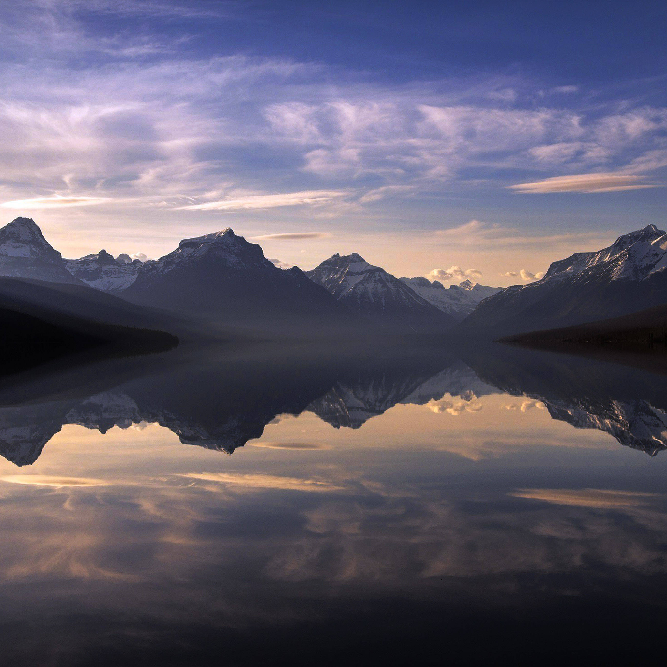 iPad, snowcapped mountains, calm lake, 2K Desktop Wallpaper