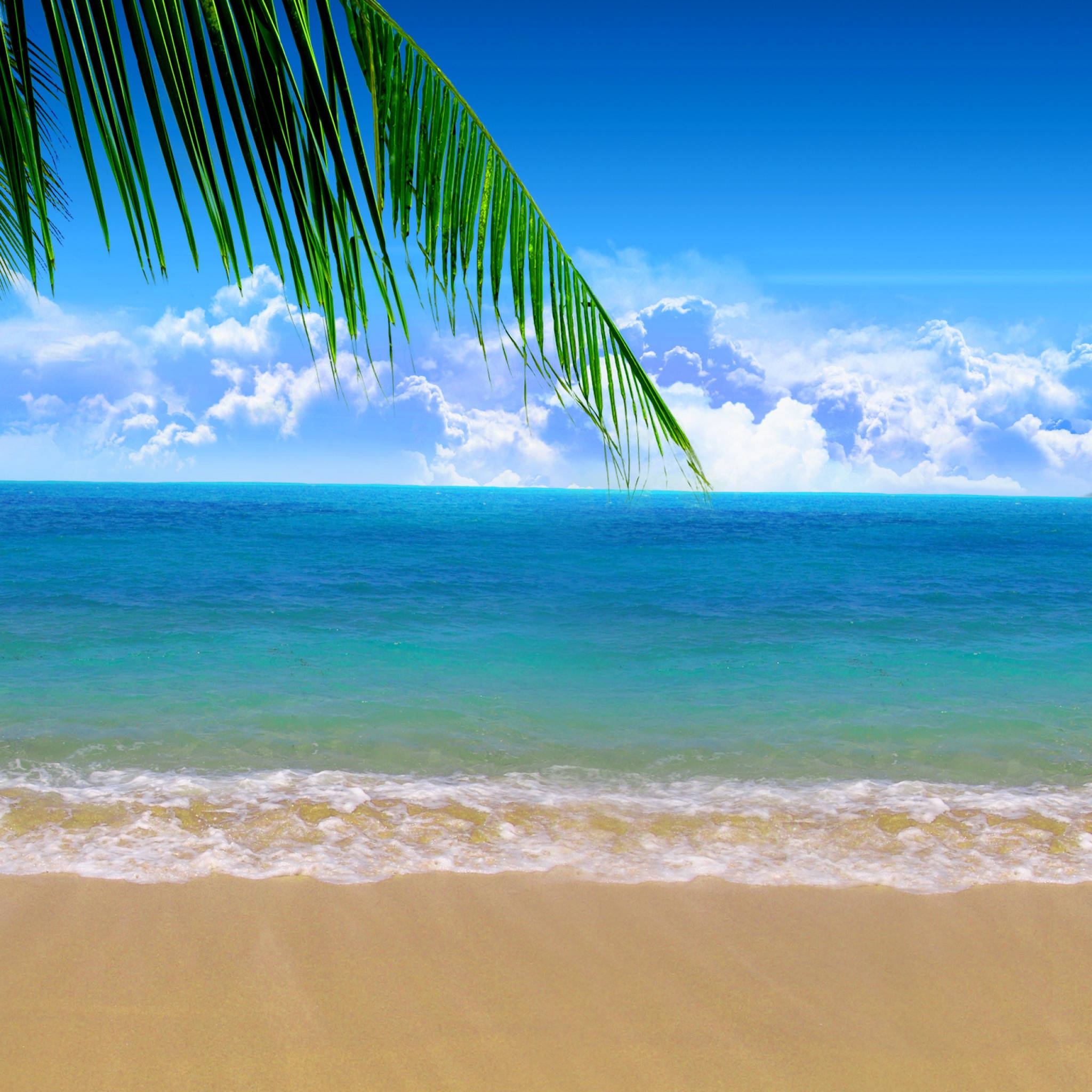 iPad, tropical beach, turquoise waves, Full HD Desktop Wallpaper
