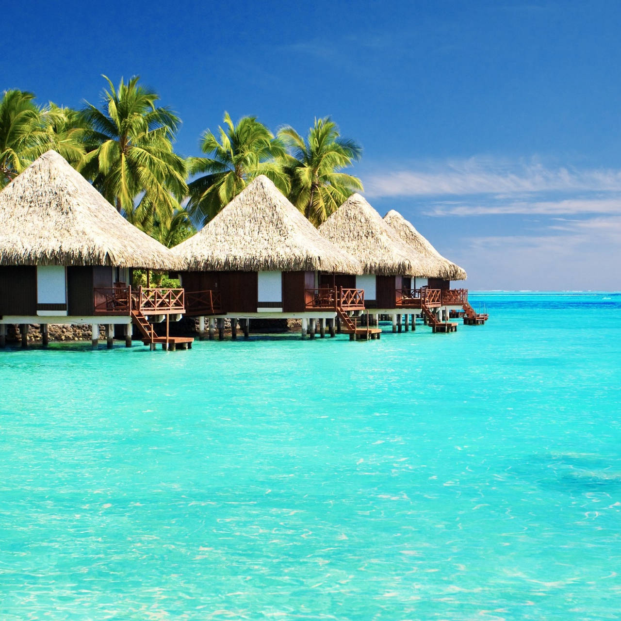 iPad, crystal turquoise water, clear blue sky, HD Desktop Wallpaper