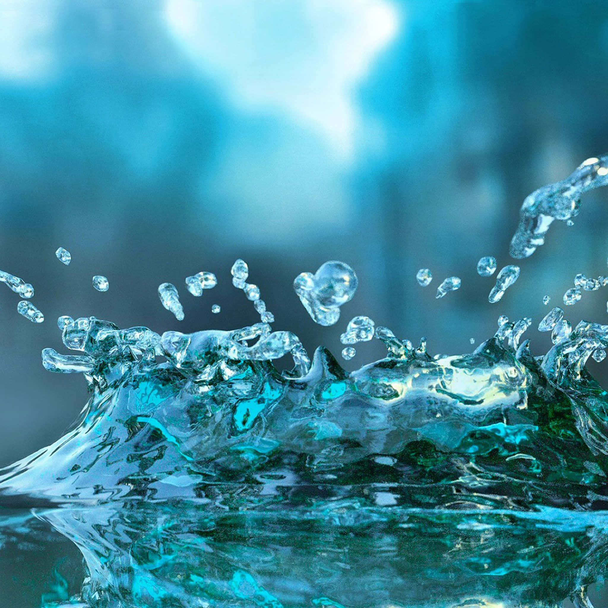 Water iPad, crystal clear turquoise water, droplets mid-air, Full HD Desktop Wallpaper