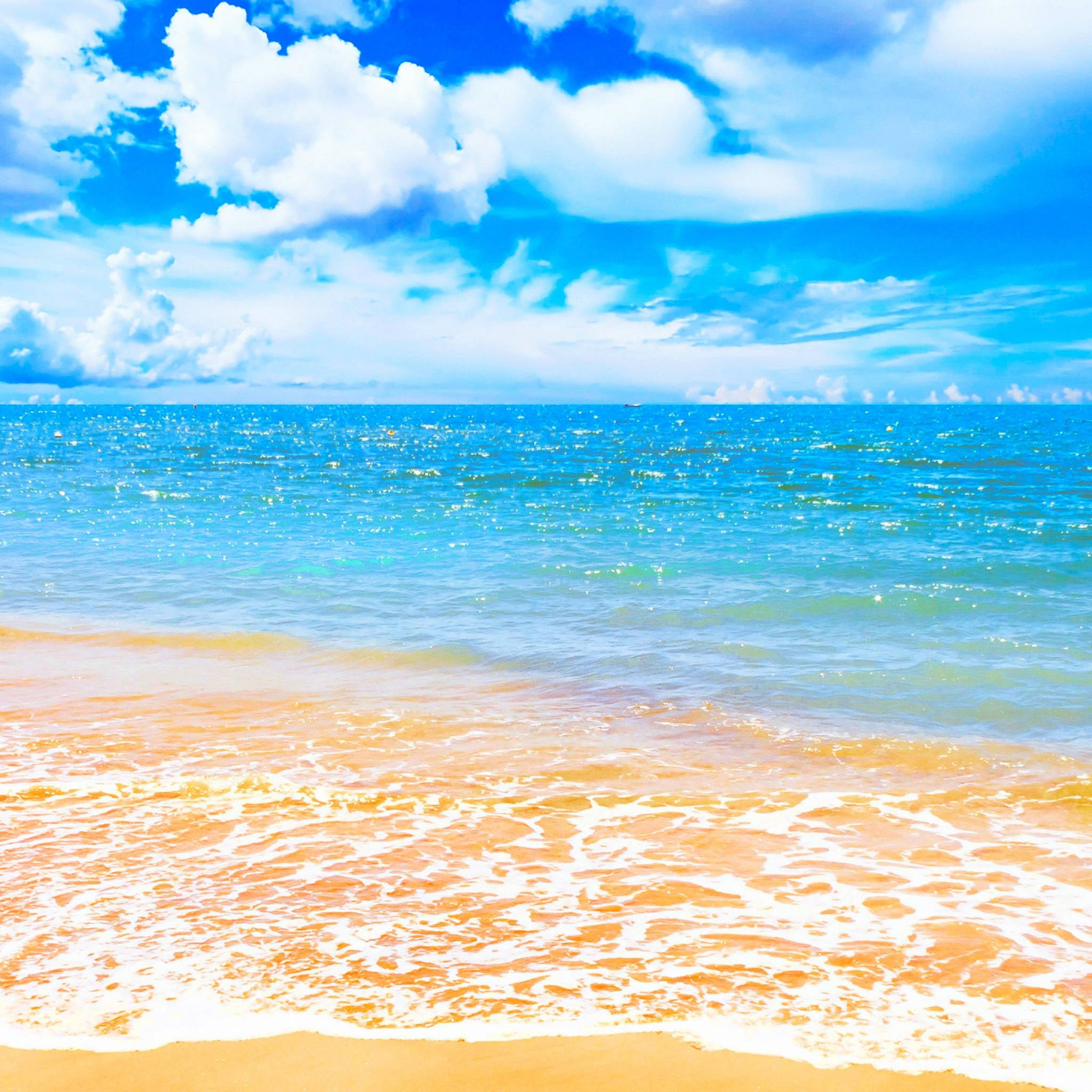 Summer iPad, turquoise waves, golden sand, Full HD Desktop Wallpaper