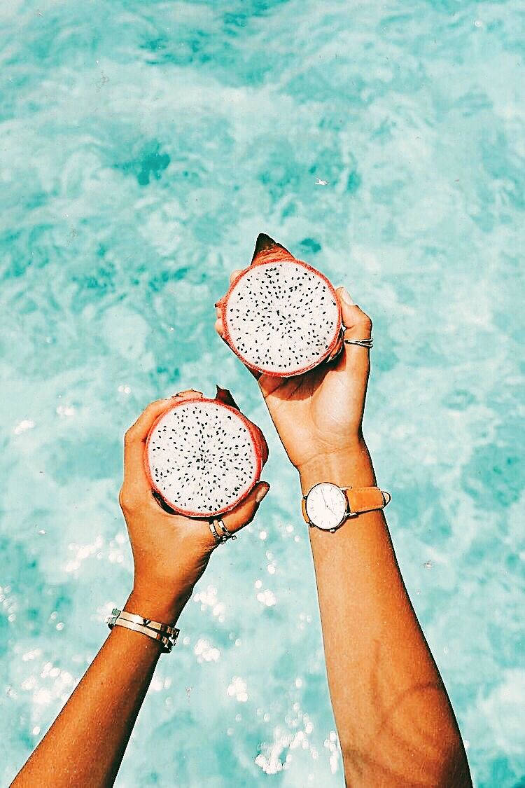Summer iPhone, dragon fruit, turquoise pool, SD Phone Wallpaper