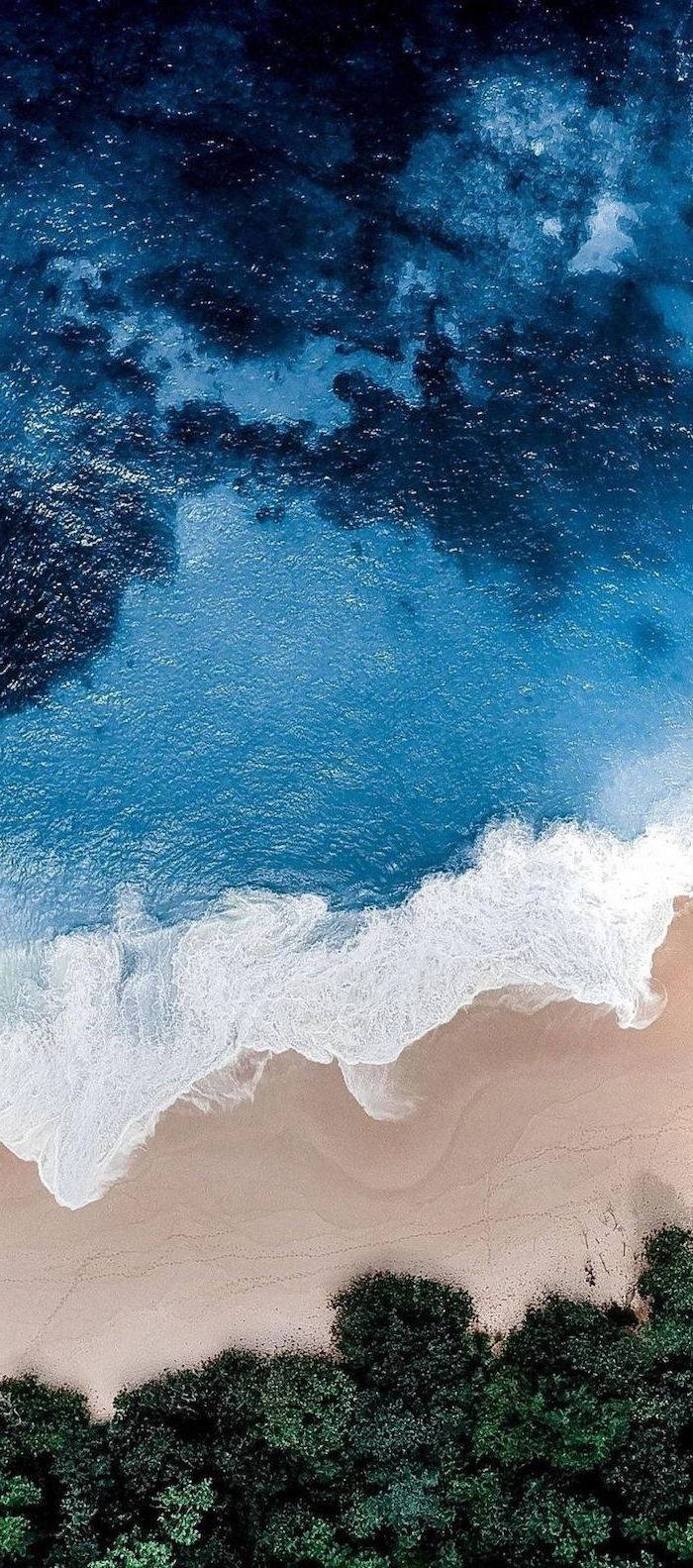 beach, aerial view, turquoise waves, HD Phone Wallpaper