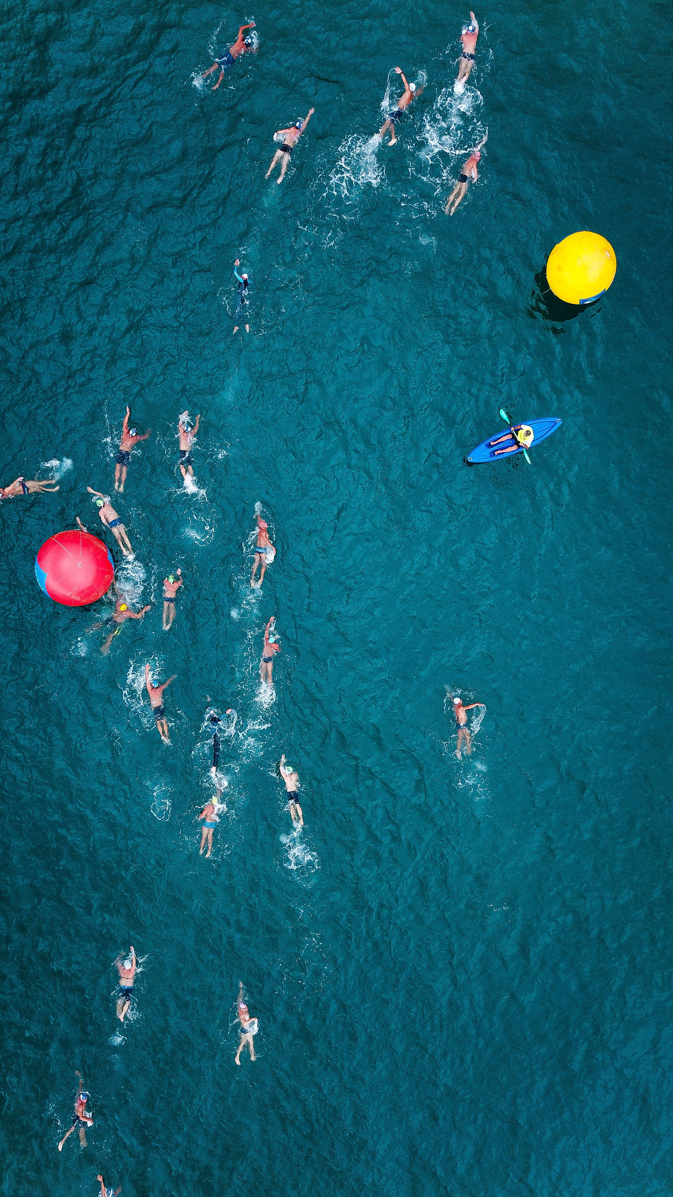 Summer iPhone, swimmers, kayaker, 4K Phone Wallpaper