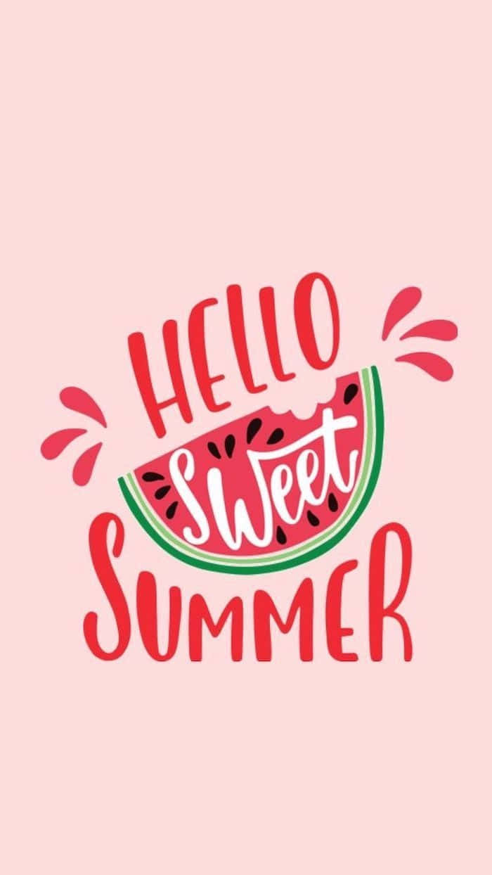 Sweet Melon, watermelon slice graphic, pink background, SD Phone Wallpaper