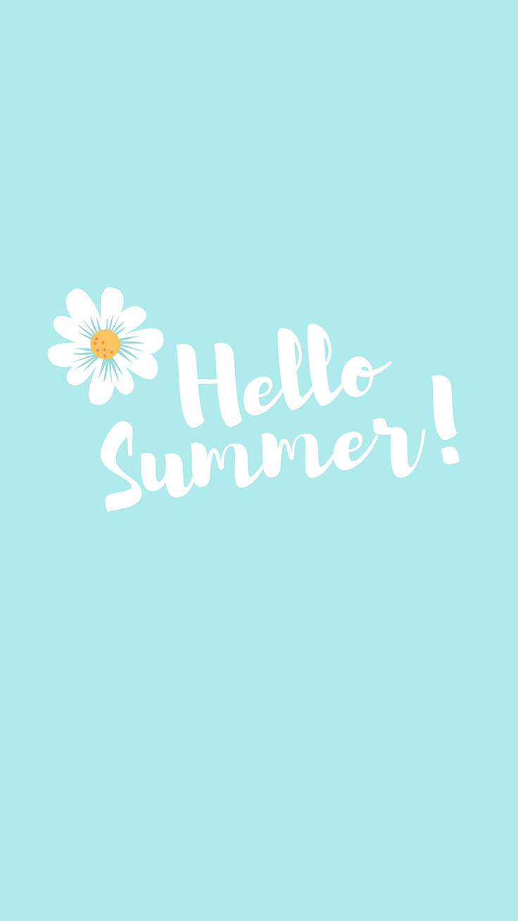 white daisy, cursive 'Hello Summer!' text, soft mint green background, HD Phone Wallpaper