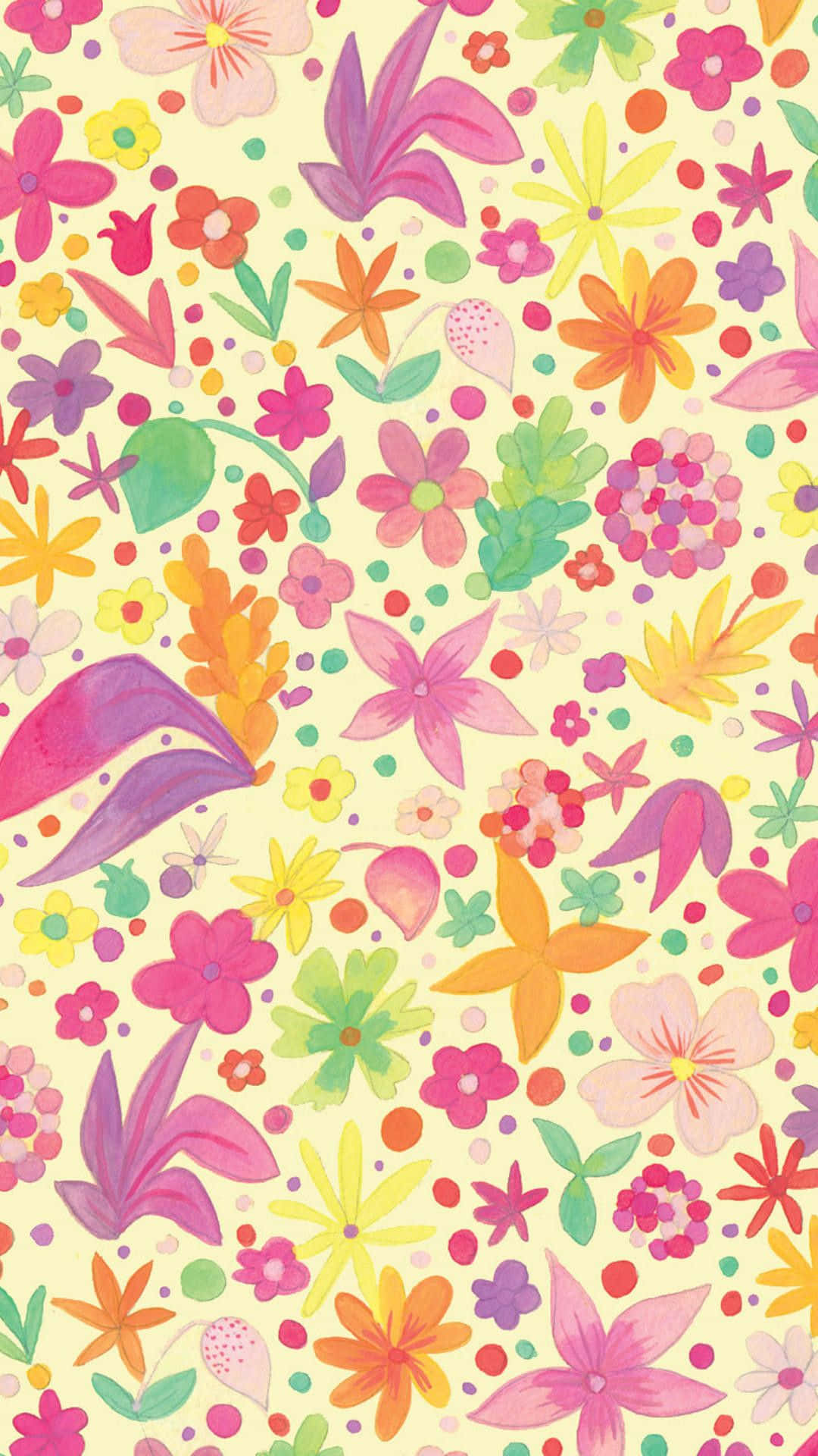 cute summer phone, cute summer flowers phone, vibrant watercolor flowers, Full HD Phone Wallpaper