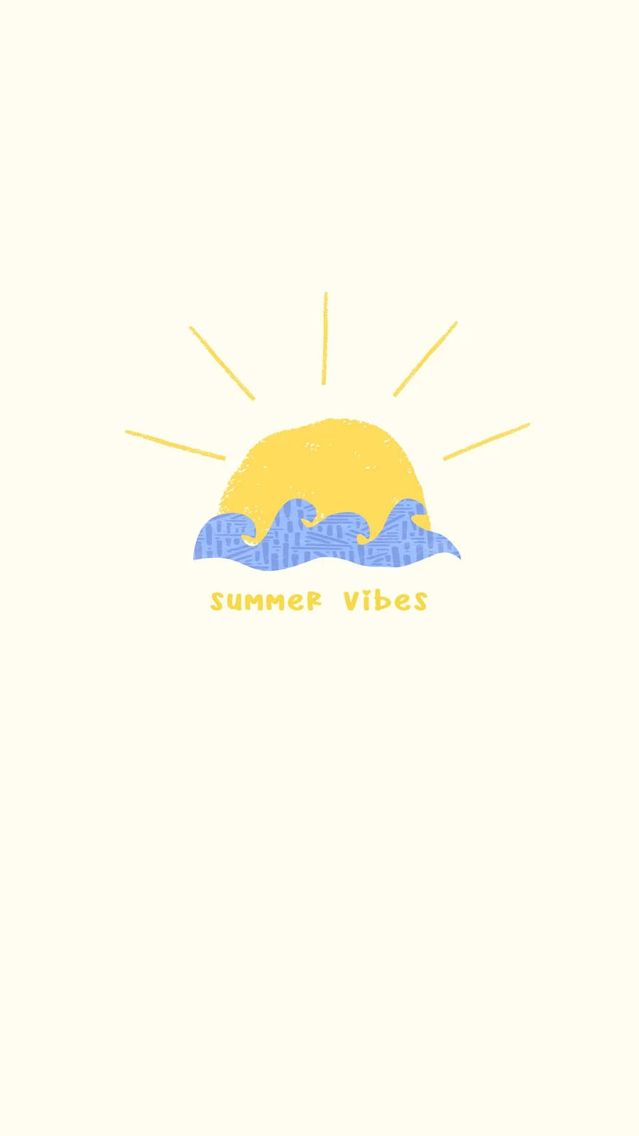 Summer iPhone, yellow sun, blue patterned waves, HD Phone Wallpaper