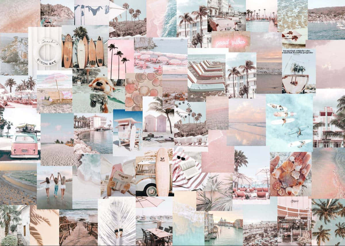 summer aesthetic laptop, beach scenes, pastel tones, SD Desktop Wallpaper