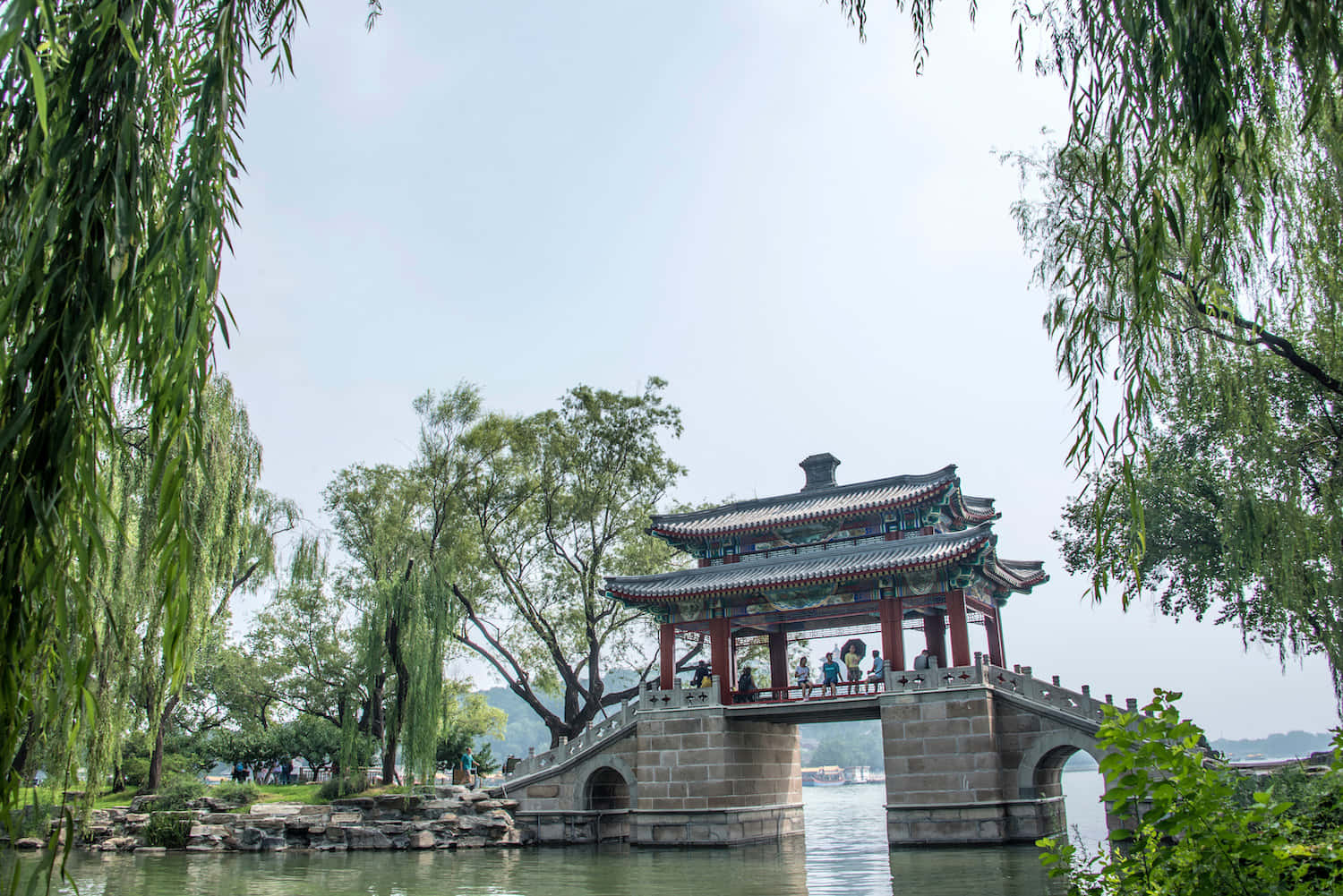 Summer Palace, garden bridge, traditional Chinese pavilion, HD Desktop Wallpaper