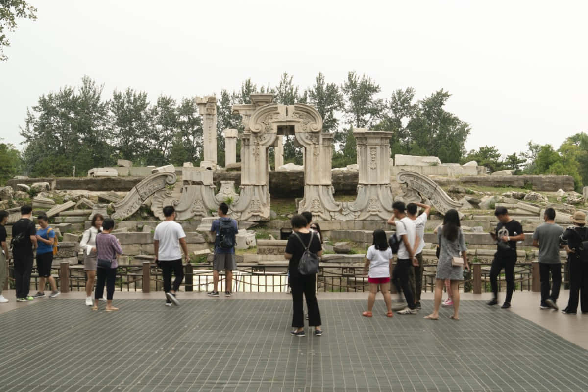 Summer Palace, weathered stone ruins, grand palace garden, SD Desktop Wallpaper