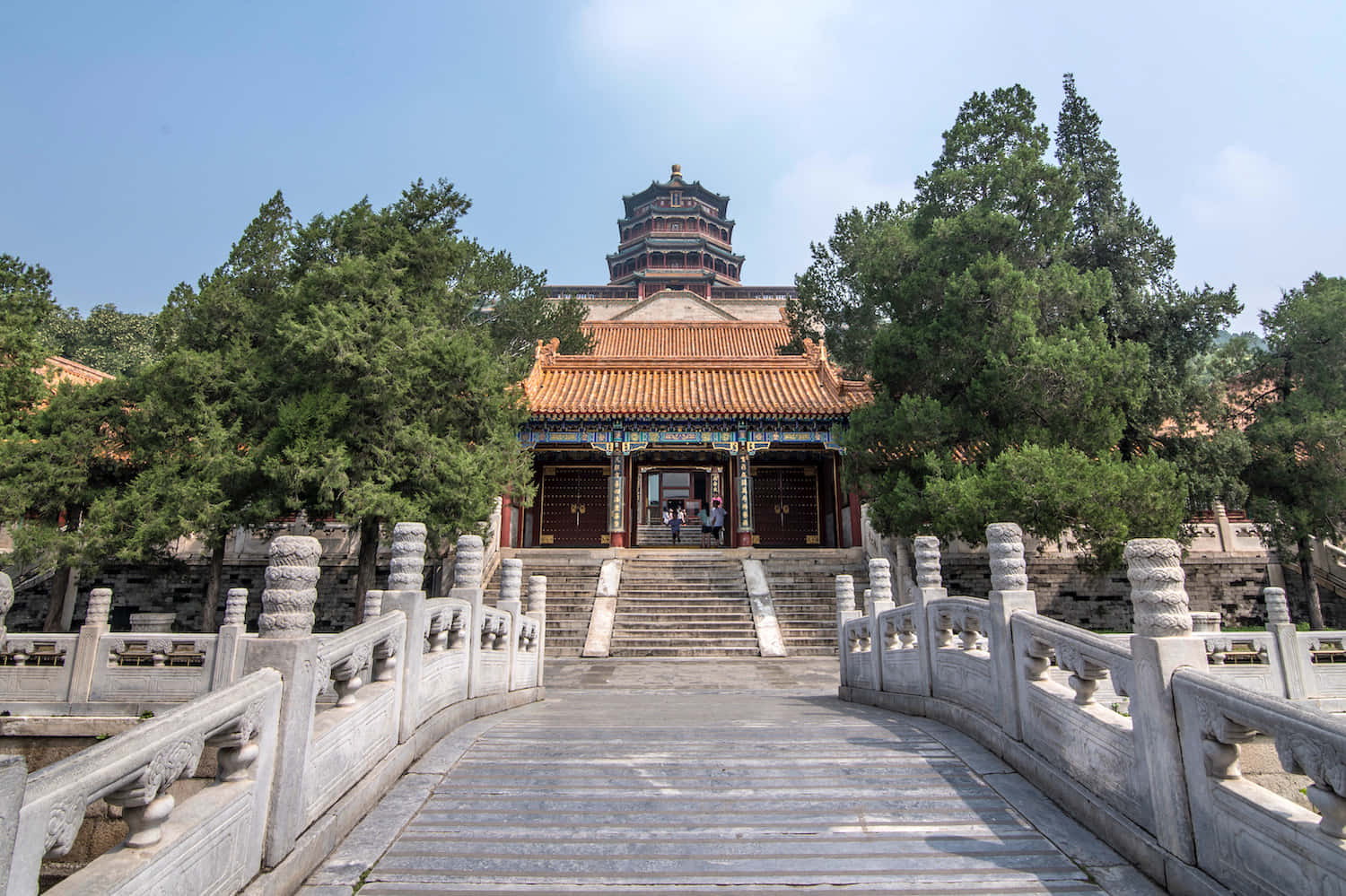 Summer Palace, traditional Chinese temple, orange tiled roofs, HD Desktop Wallpaper