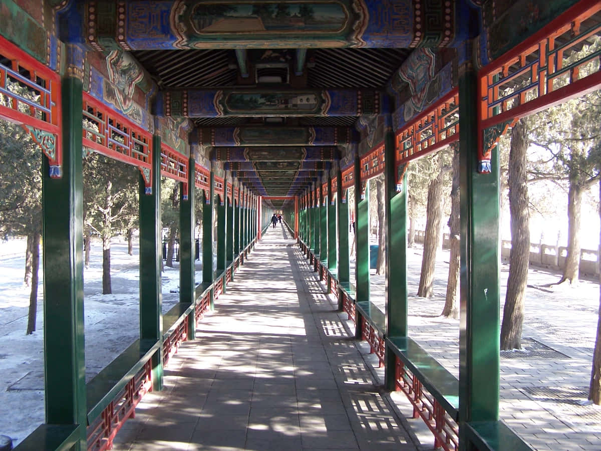 Summer Palace, long corridor, traditional Chinese pavilion, SD Desktop Wallpaper