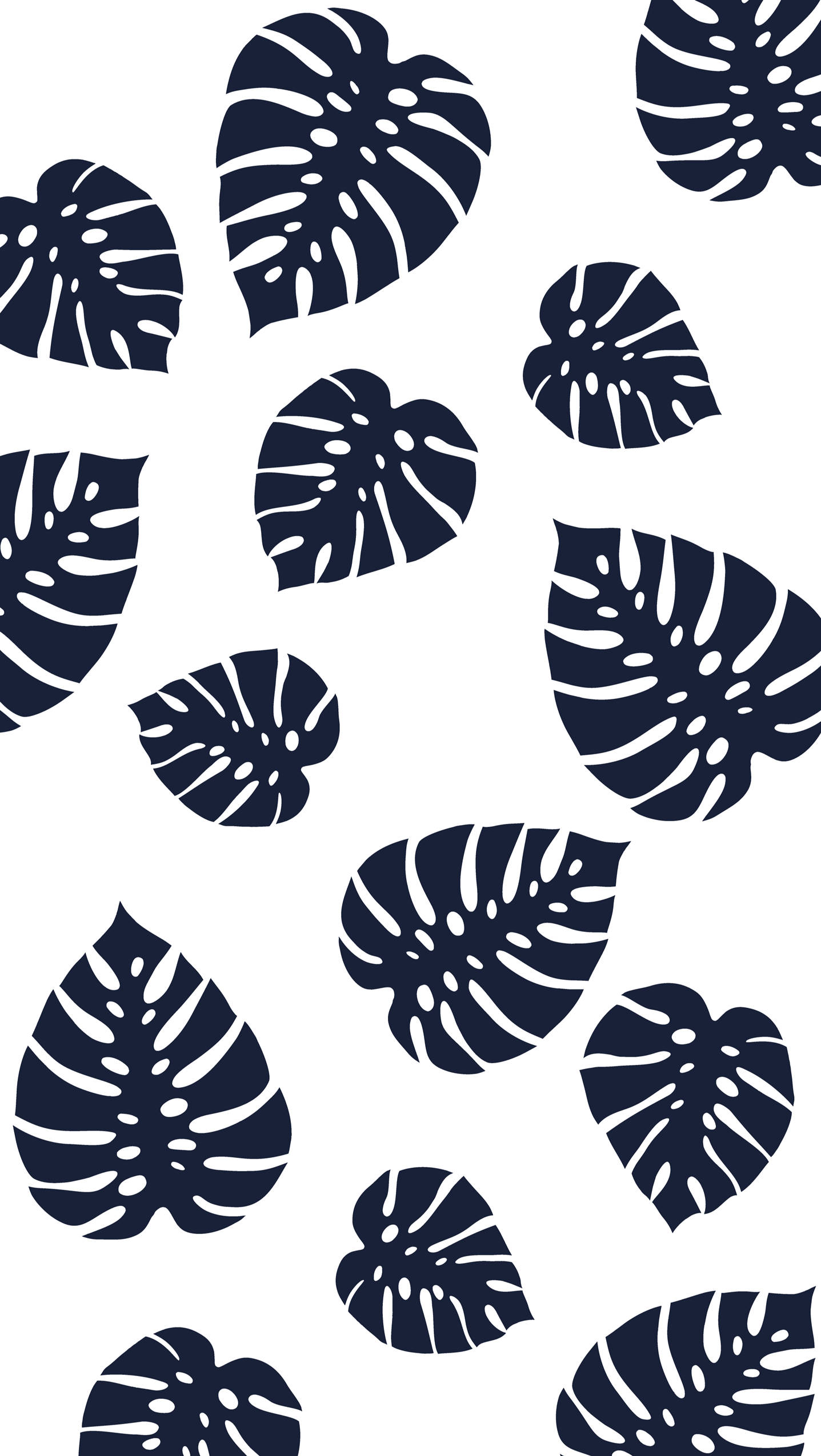 monstera leaves, tropical pattern, dark navy, Full HD Phone Wallpaper