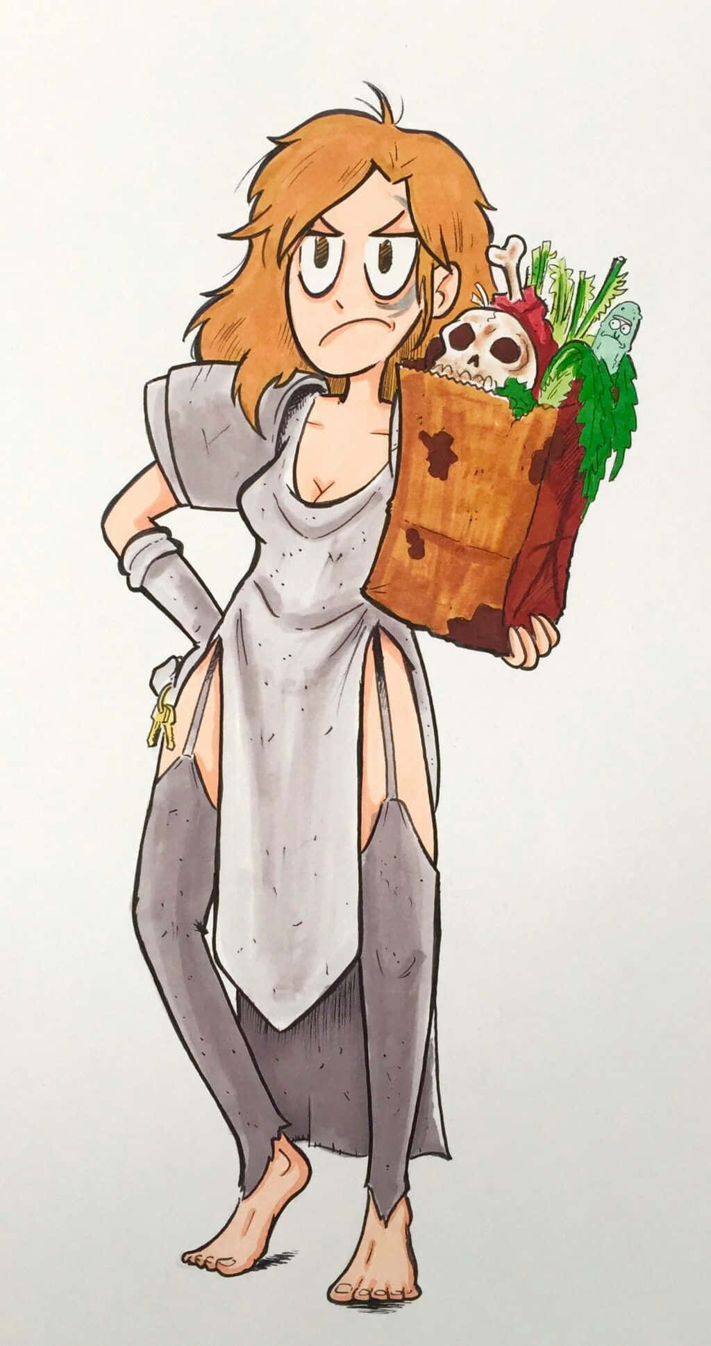 Summer Smith, orange hair, bloodstained grocery bag, Full HD Phone Wallpaper