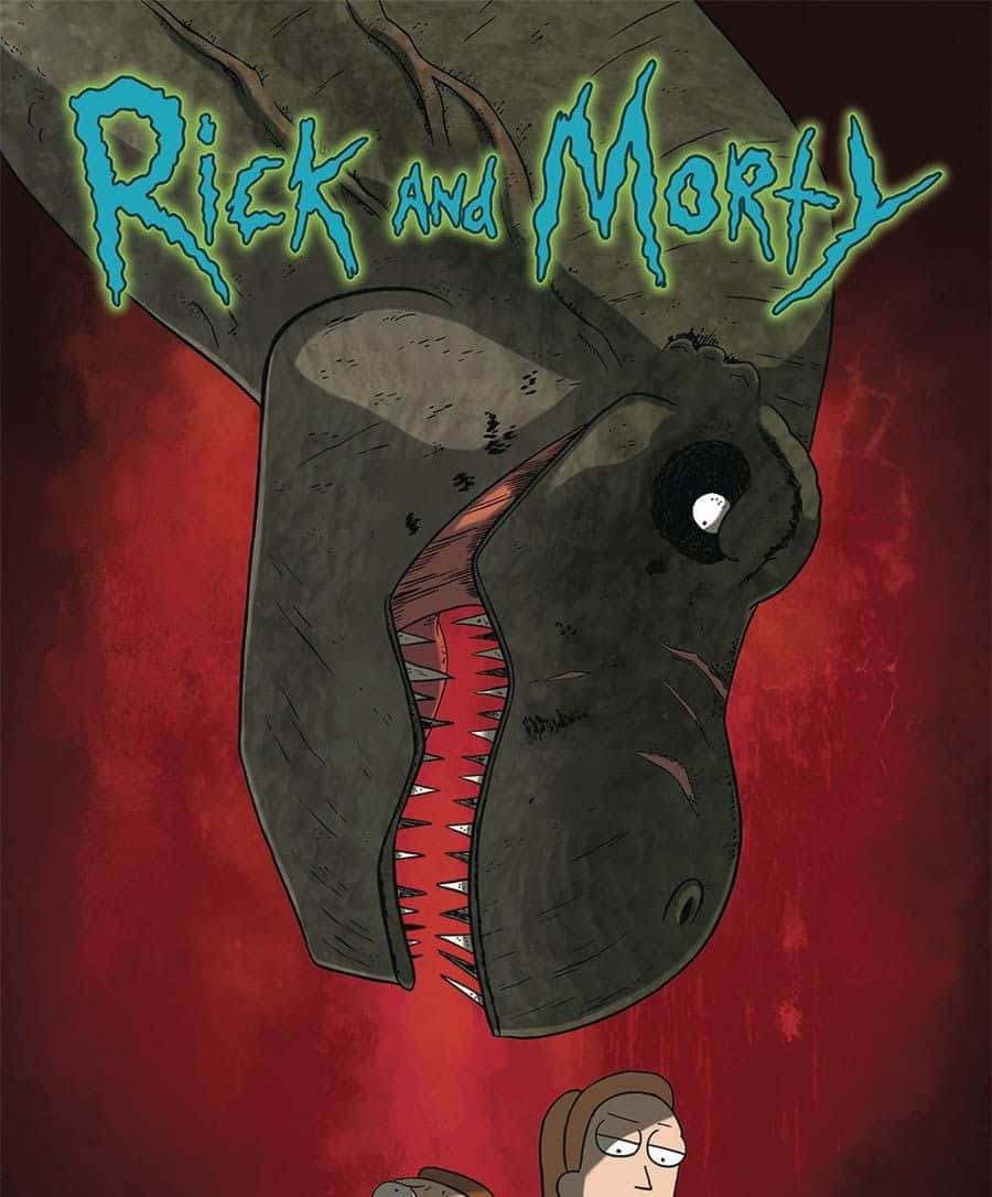 Summer Smith, dinosaur head, blood-red background, SD Phone Wallpaper