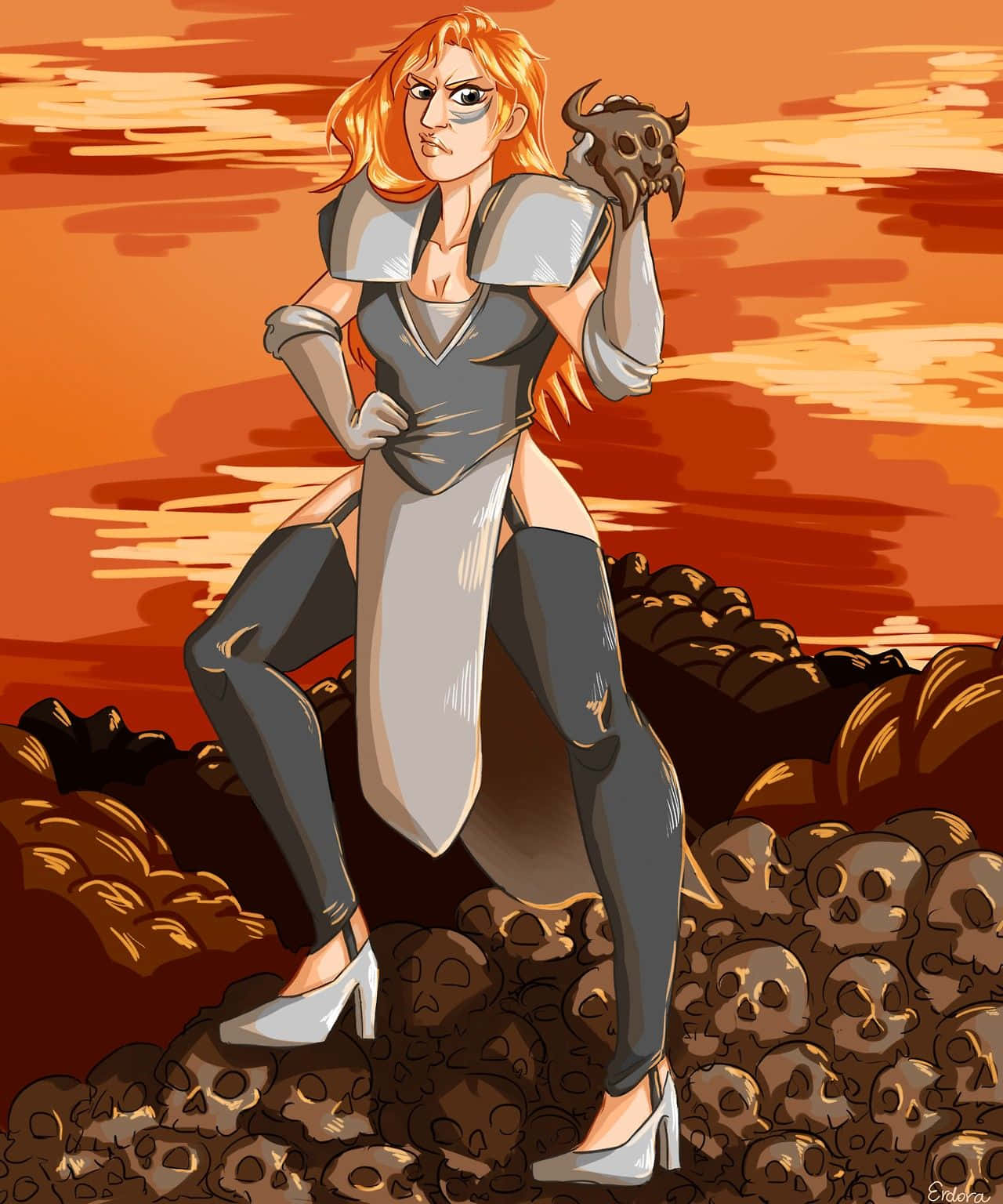 Summer Smith, orange hair, skull in hand, HD Phone Wallpaper