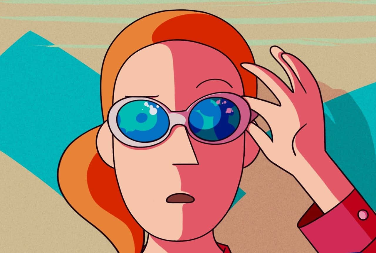 Summer Smith, red hair, oversized blue-tinted sunglasses, HD Desktop Wallpaper