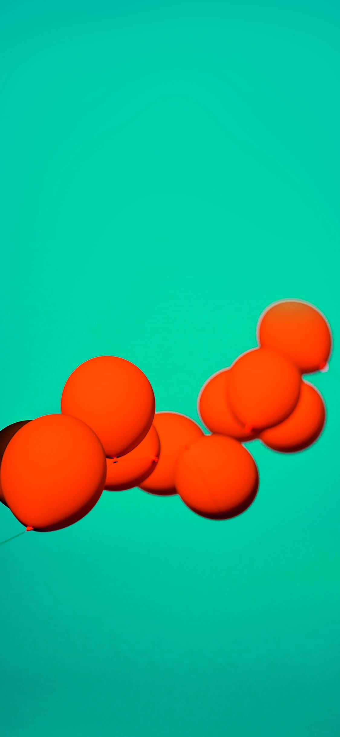 Summer Time iPhone, orange balloons, teal background, Full HD Phone Wallpaper