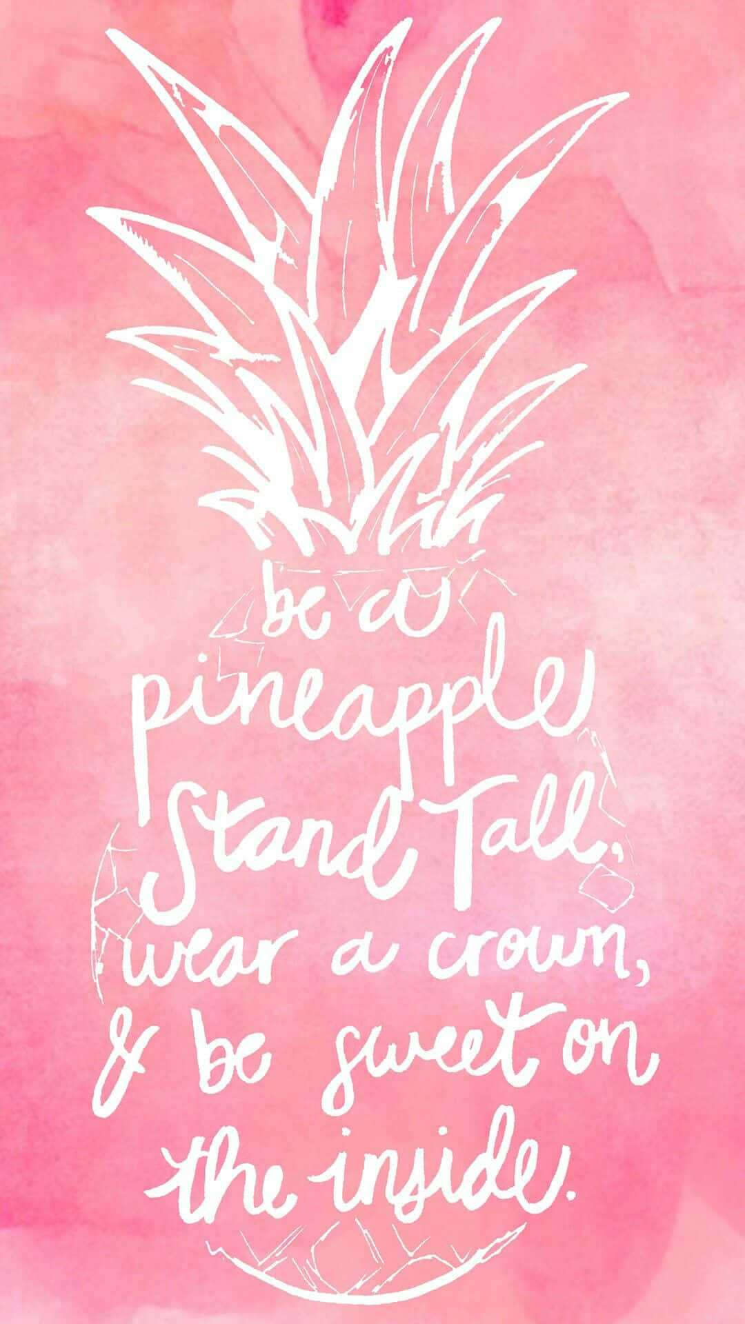 white watercolor-style pineapple silhouette, soft pink gradient background, trendy and cute iPhone, Full HD Phone Wallpaper