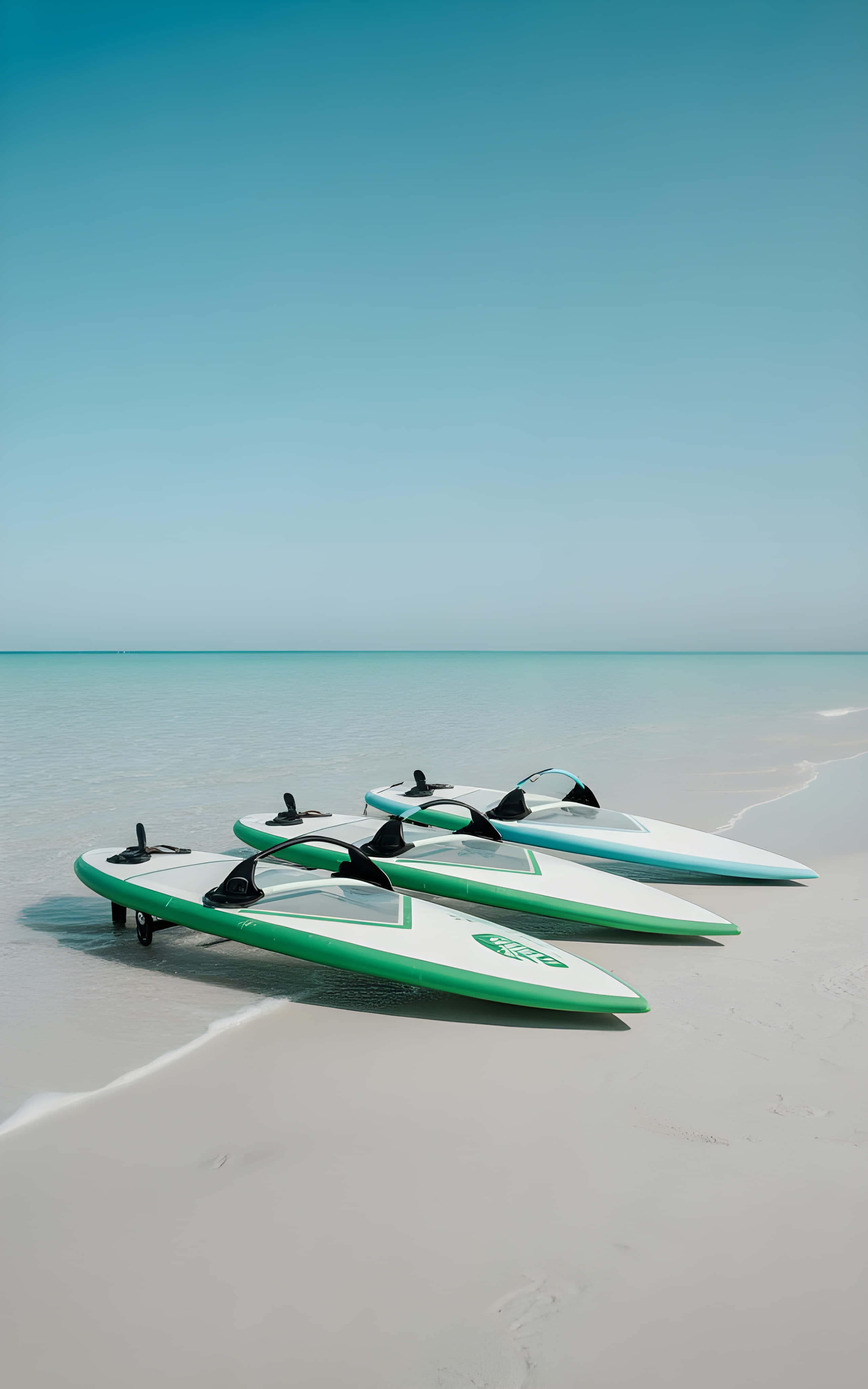 windsurf boards, white sand, clear blue sky, 4K Phone Wallpaper
