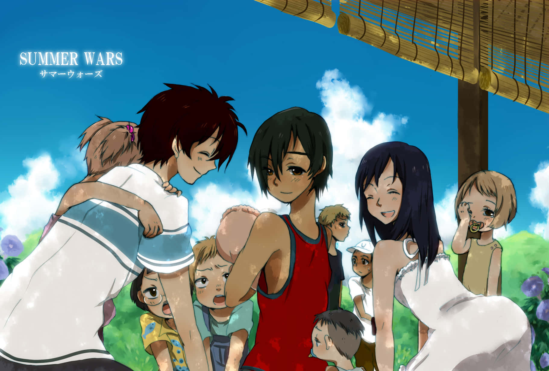 Summer Wars, wooden pavilion, blue skies, HD Desktop Wallpaper