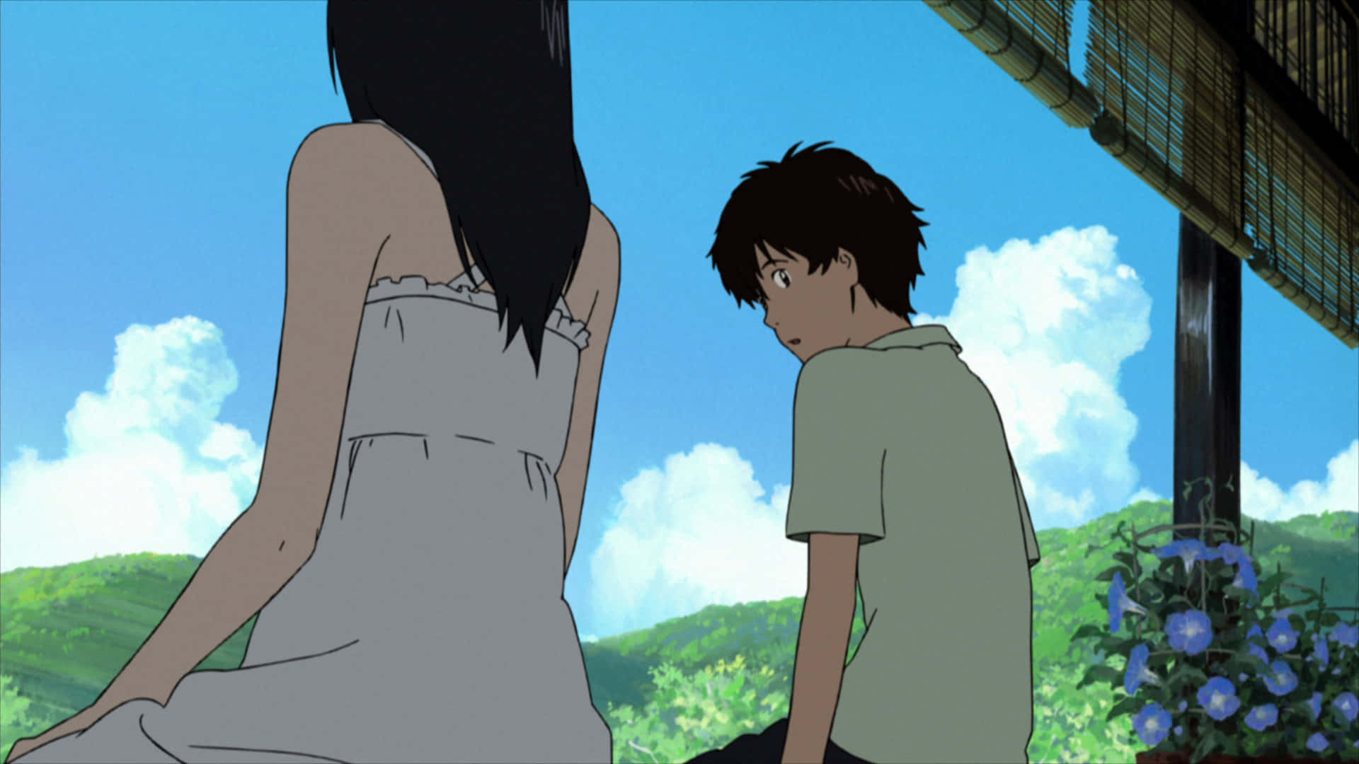 Summer Wars, wooden eave, green hills, Full HD Desktop Wallpaper