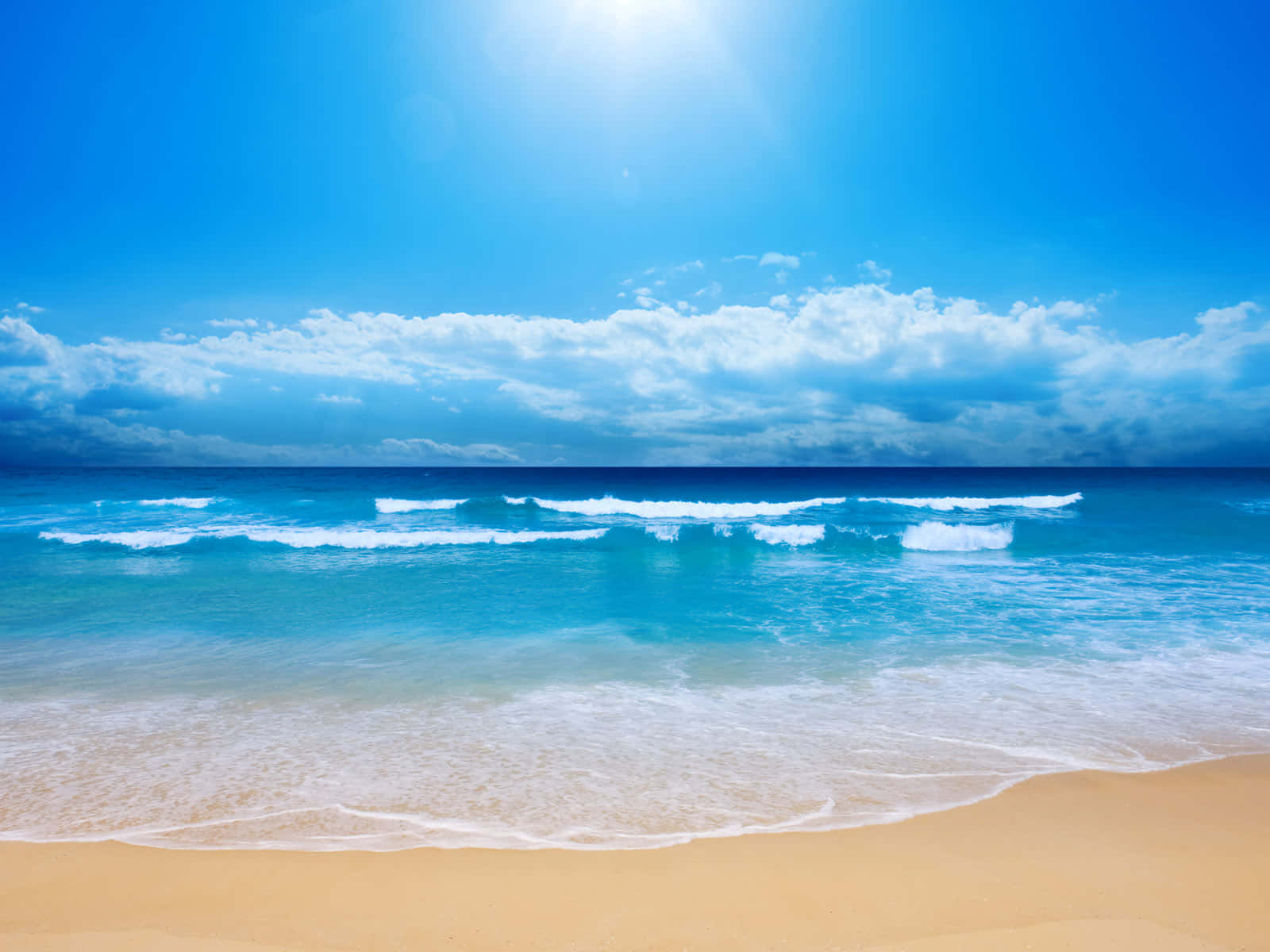 tropical beach, turquoise ocean, golden sand, HD Desktop Wallpaper