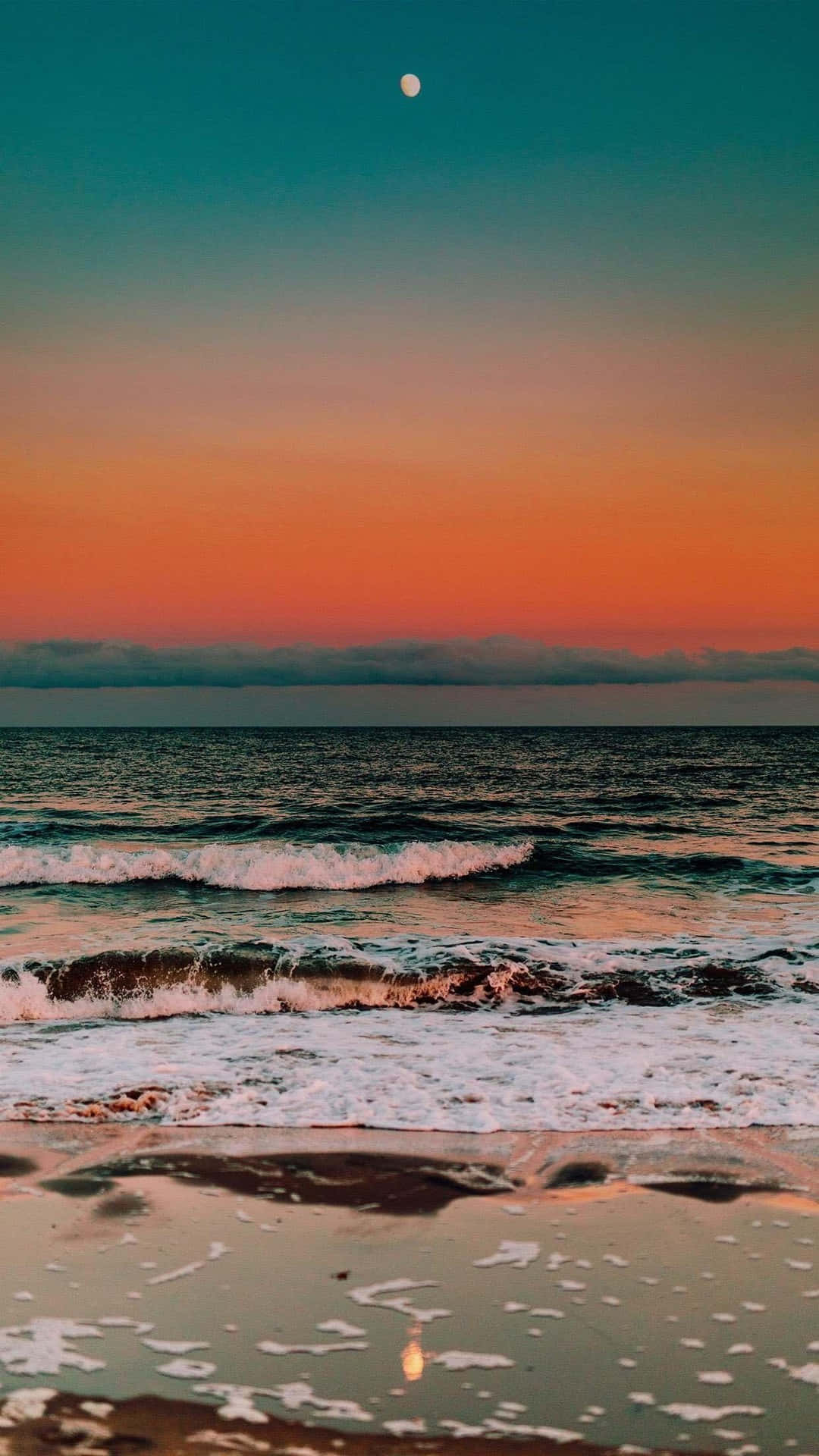 twilight, ocean, waves, Full HD Phone Wallpaper
