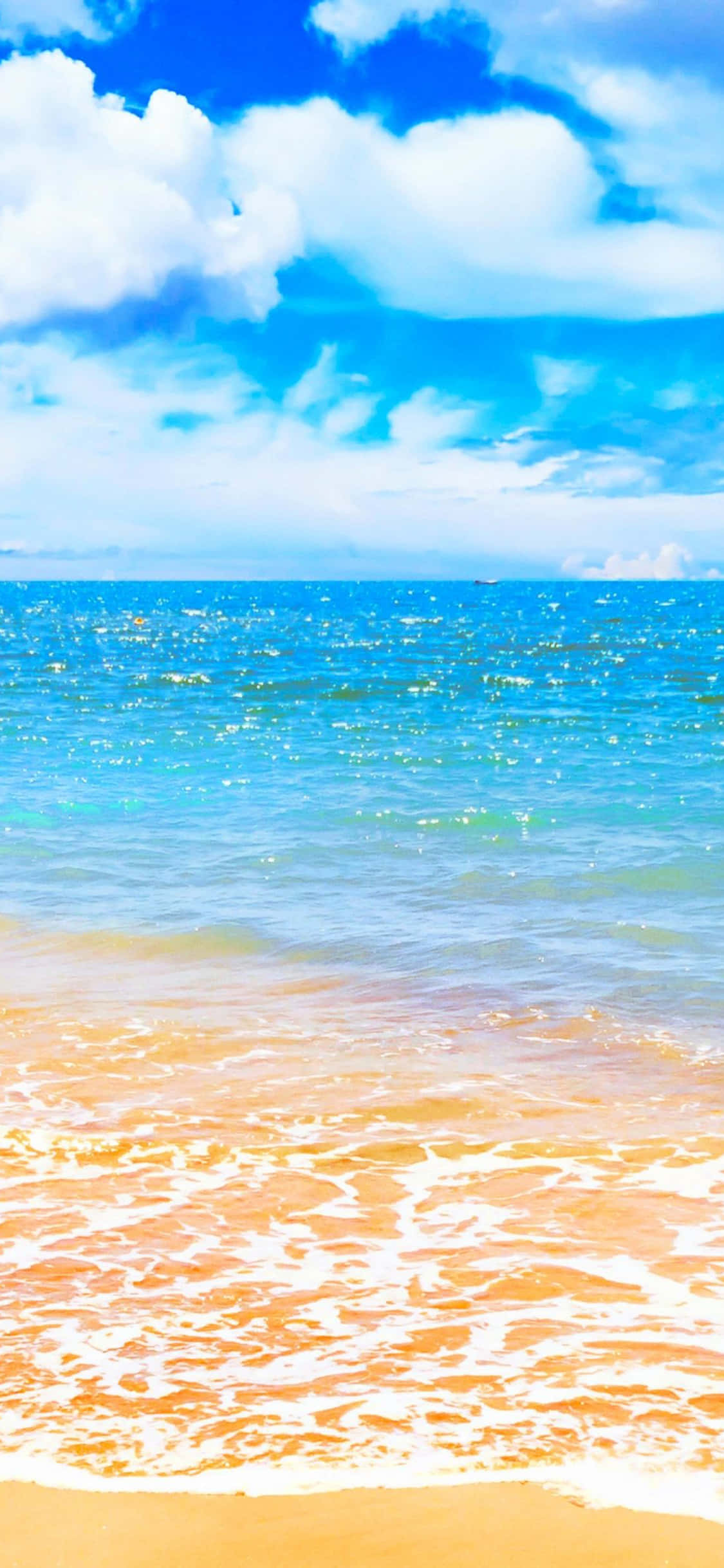turquoise, golden sand, bright blue sky, Full HD Phone Wallpaper