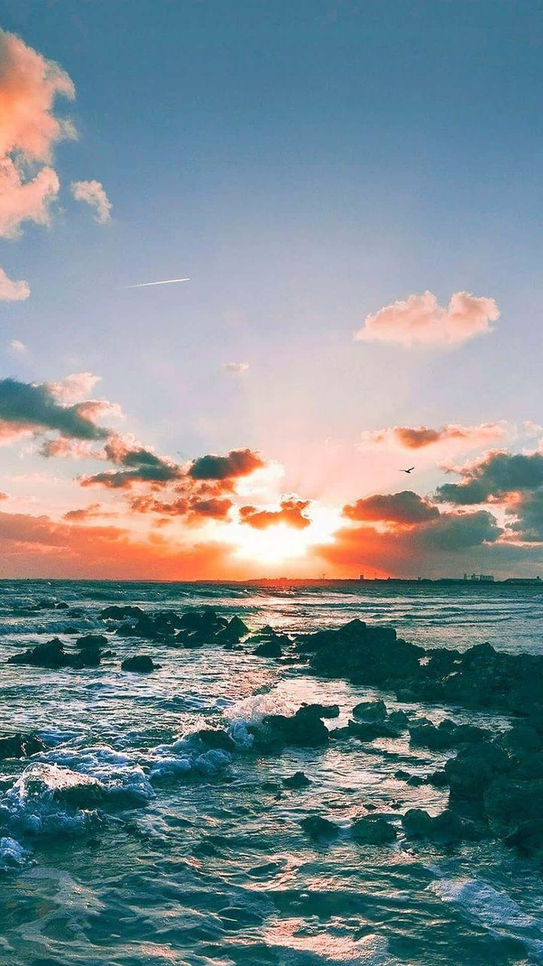 Sunset, fiery orange, pink, Full HD Phone Wallpaper