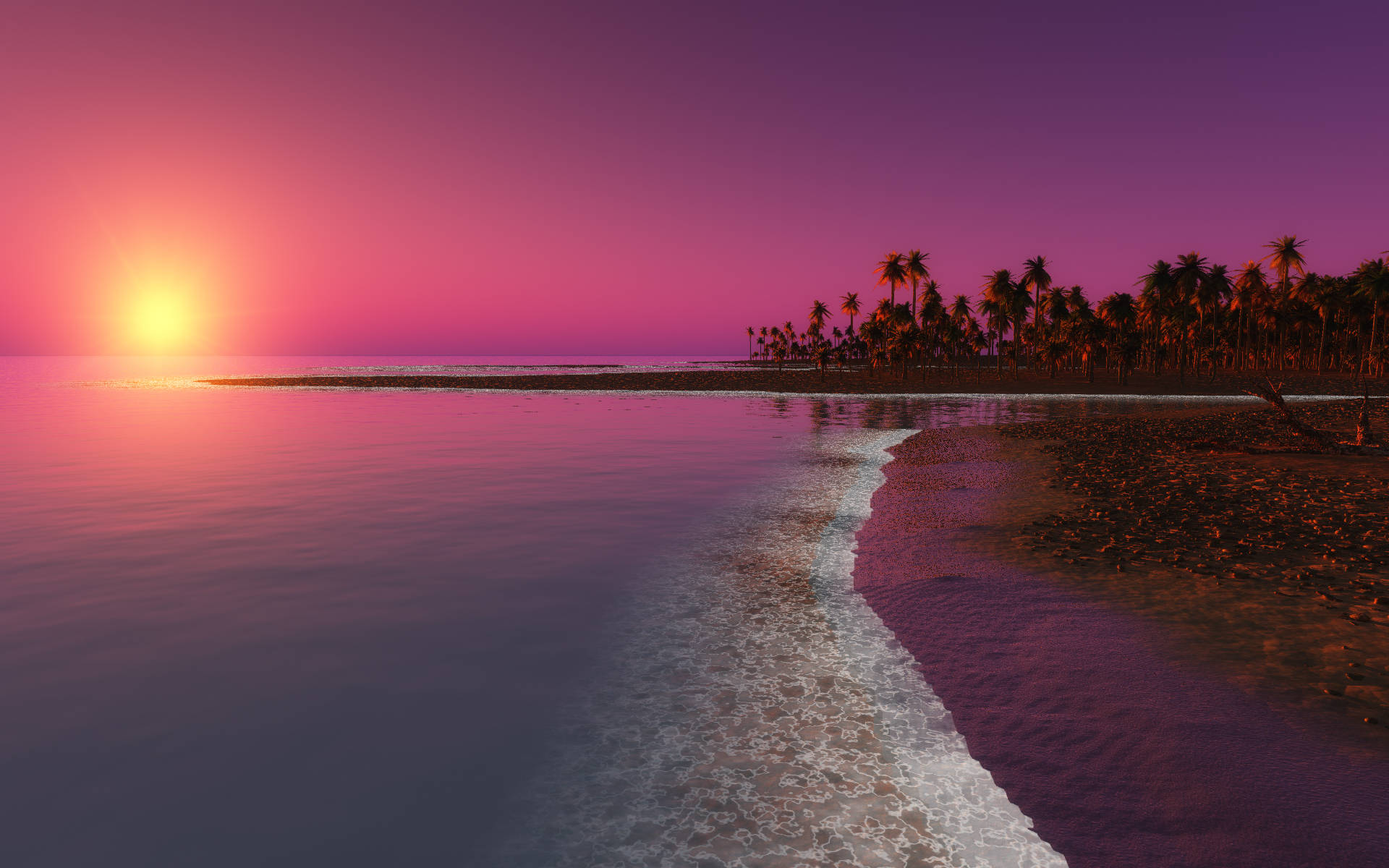 4K summer, tropical beach, sunset, Full HD Desktop Wallpaper