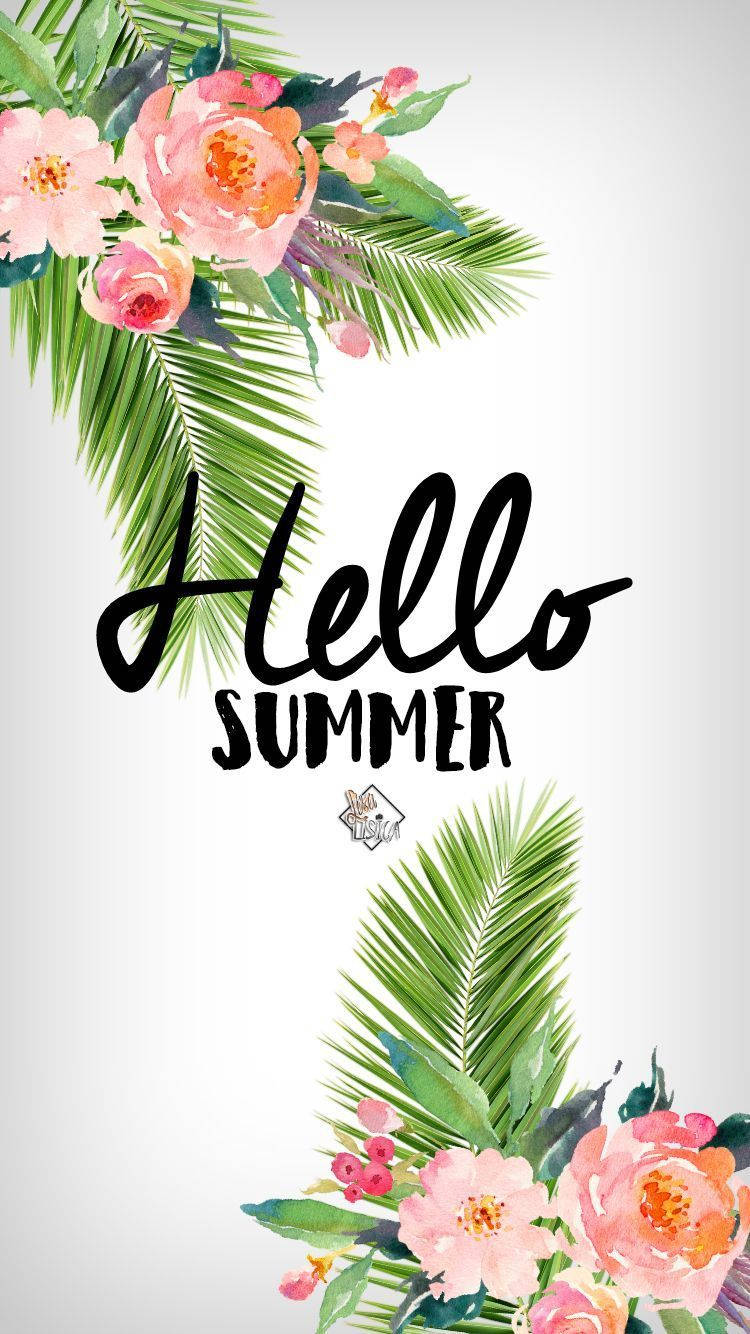 Hello Summer, tropical flowers, palm leaves, HD Phone Wallpaper