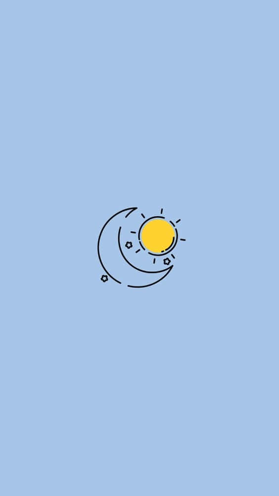 Sun and Moon Aesthetic, yellow sun, crescent moon, SD Phone Wallpaper