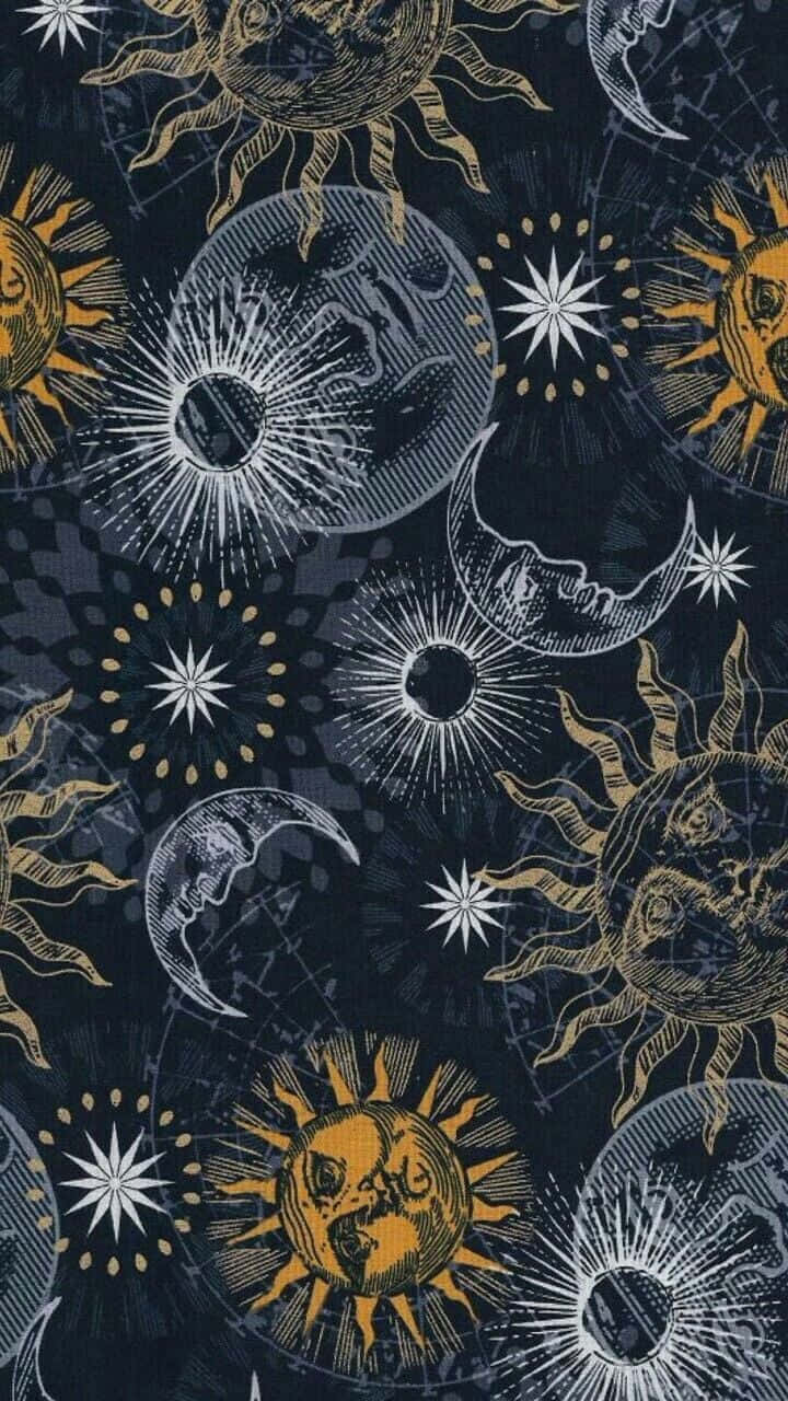 Sun And Moon Aesthetic, gold, white, HD Phone Wallpaper