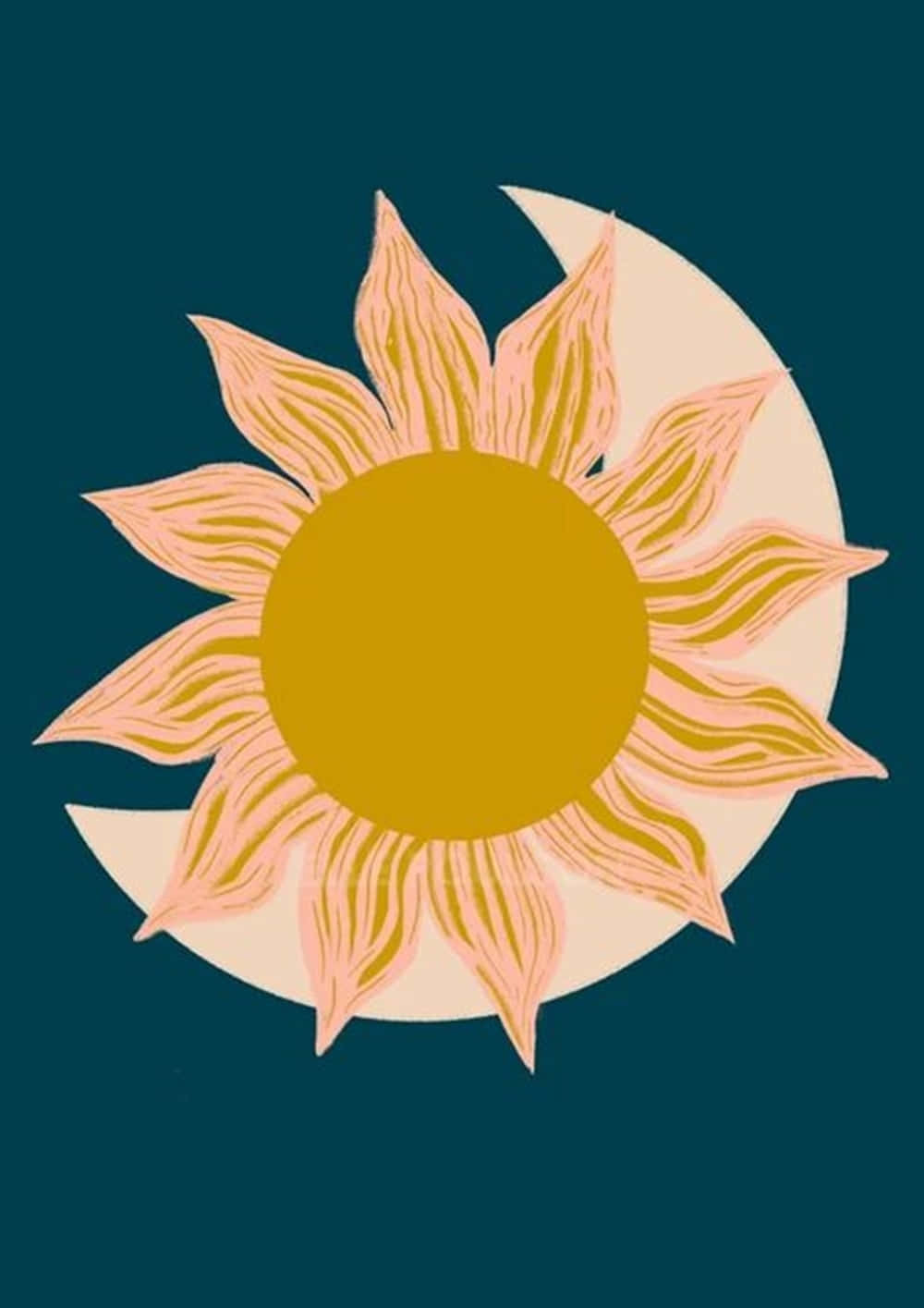 Sun and Moon Aesthetic, peach petals, yellow center, HD Phone Wallpaper