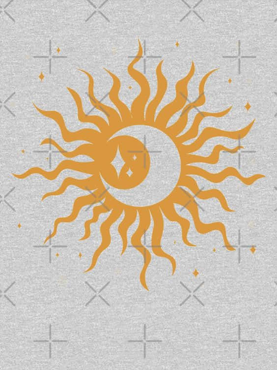 Sun and Moon Aesthetic, golden sun, wavy rays, SD Phone Wallpaper