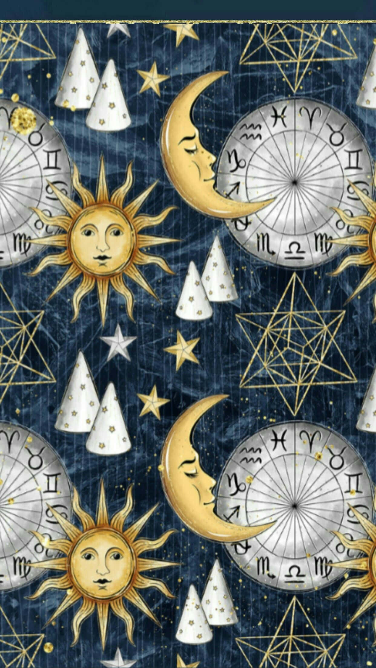 Sun And Moon Aesthetic, celestial pattern, smiling sun, Full HD Phone Wallpaper