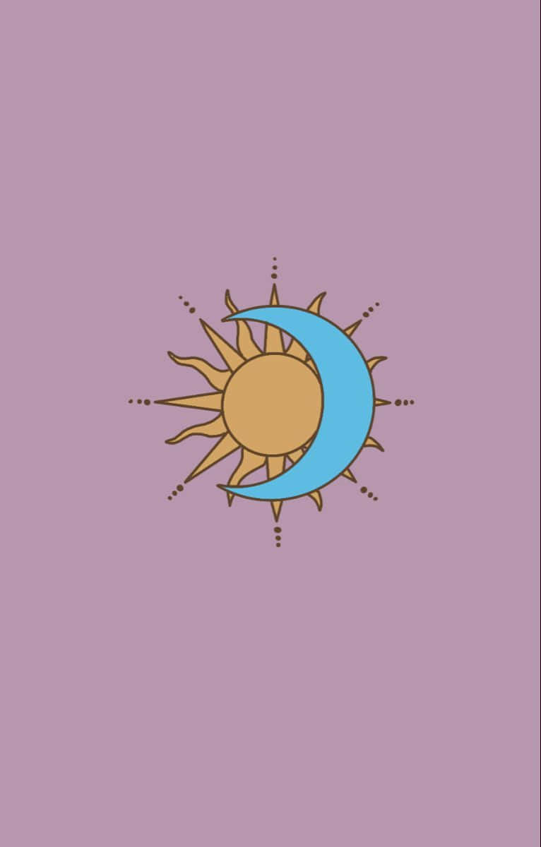 sun and moon aesthetic, crescent moon, sun, SD Phone Wallpaper