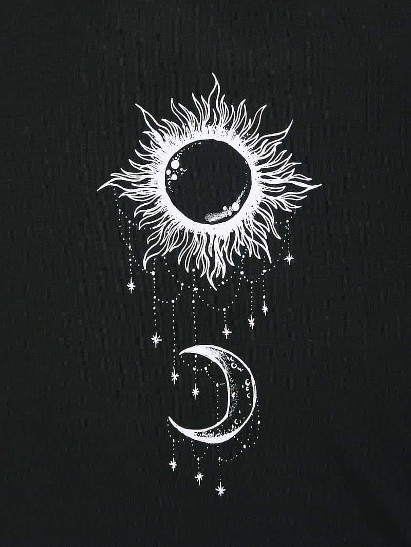 Bohemian Sun Moon Art, white sun, moon, SD Phone Wallpaper