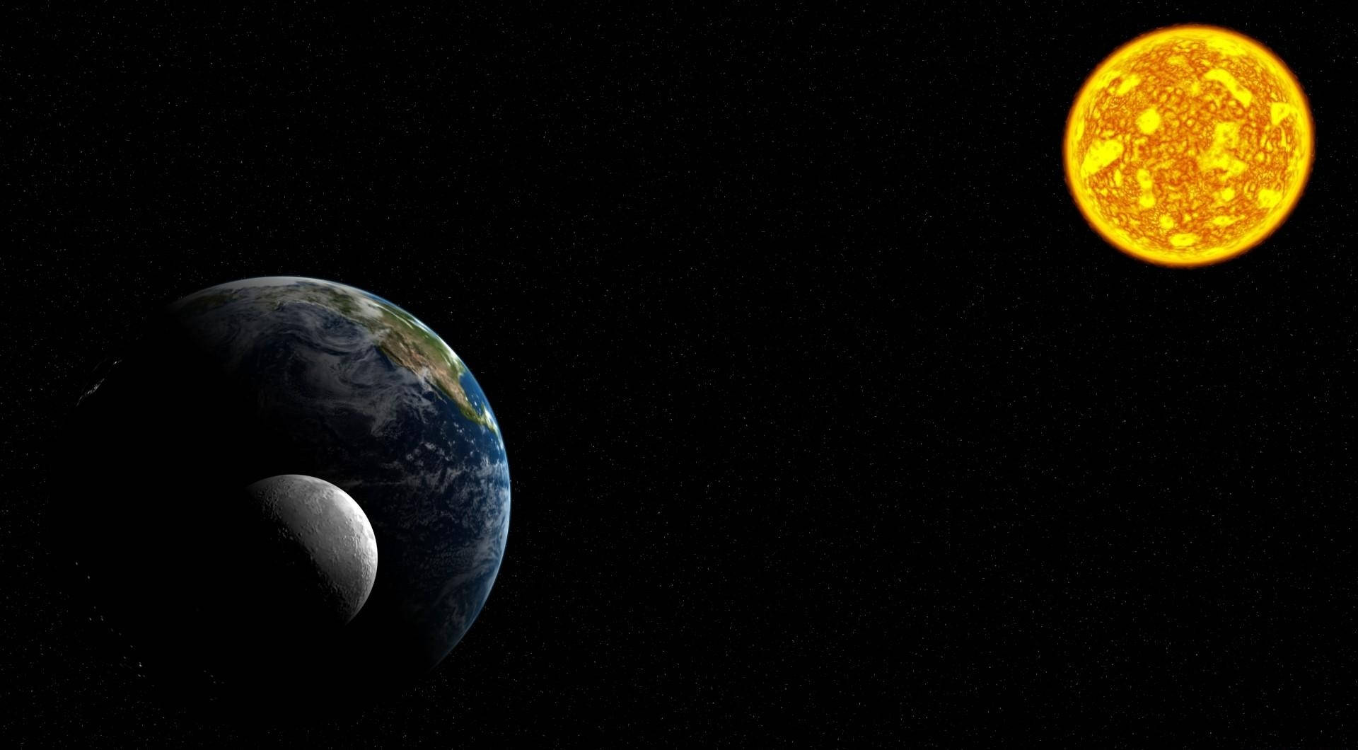 Sun, Earth, Moon, Full HD Desktop Wallpaper