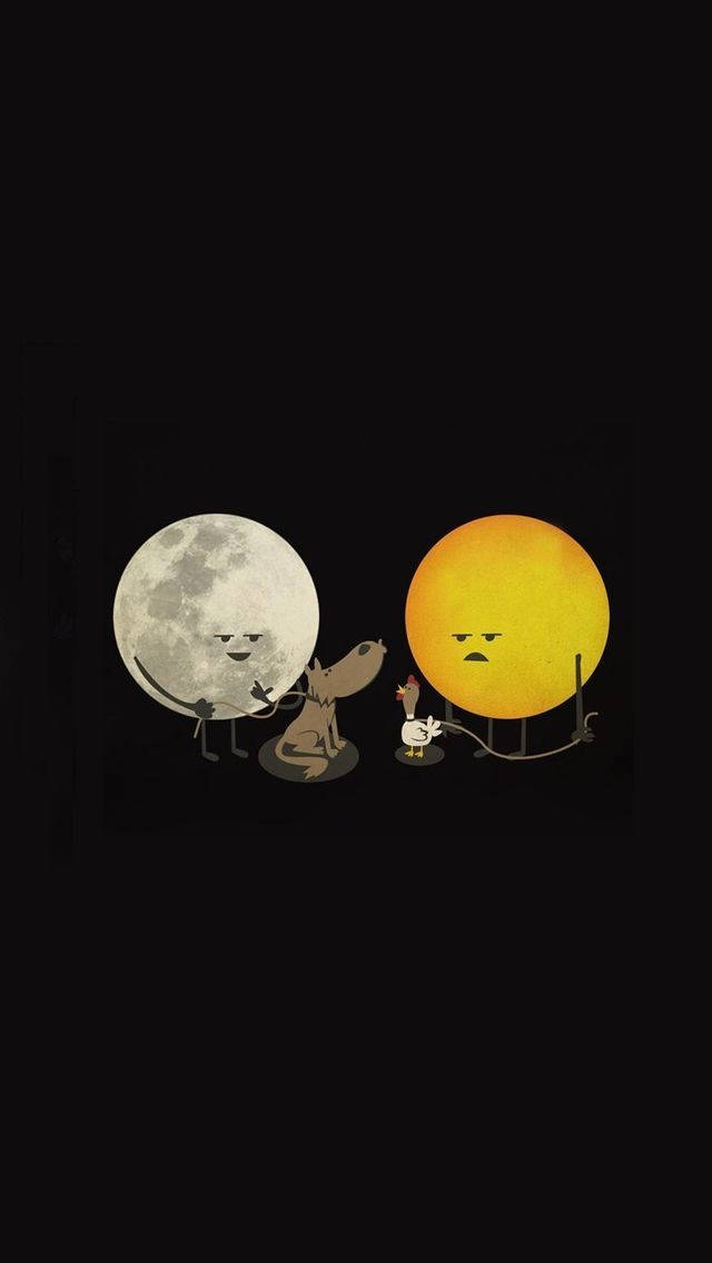 Sun And Moon, cartoon moon, cartoon sun, SD Phone Wallpaper