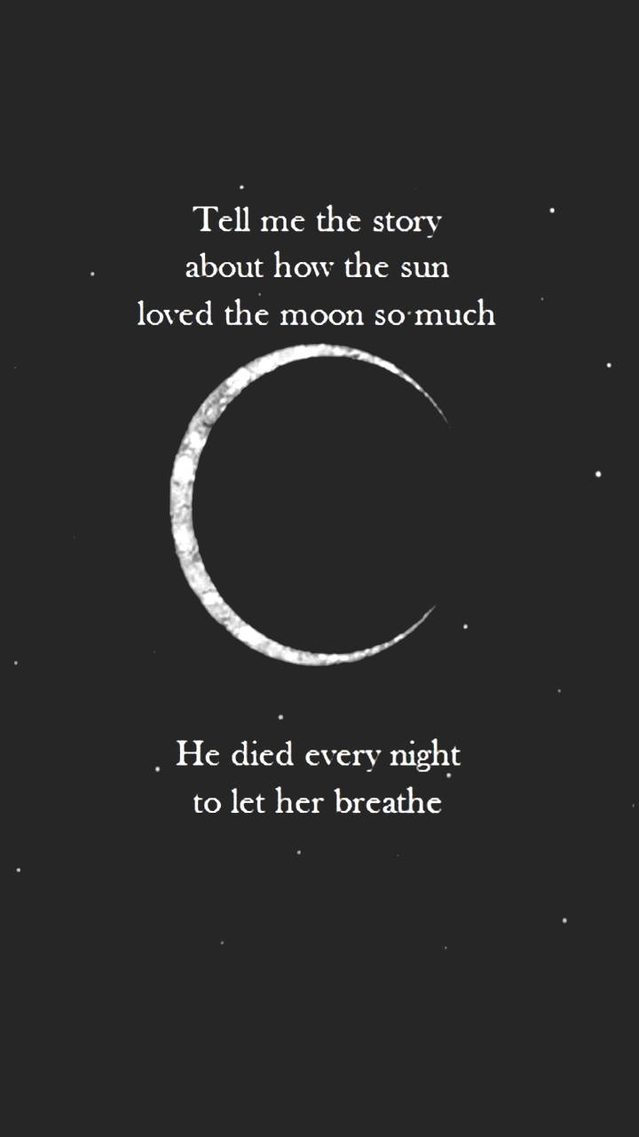 crescent moon, poetic text, black background, HD Phone Wallpaper