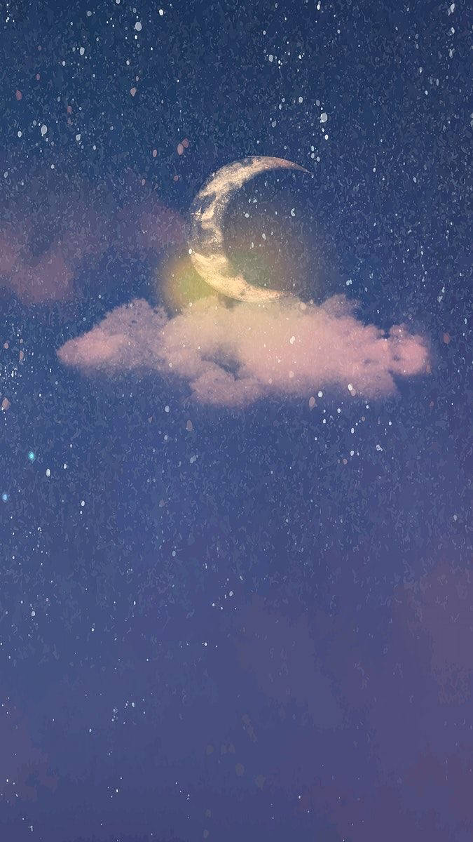 Sun And Moon, purple sky, crescent moon, SD Phone Wallpaper