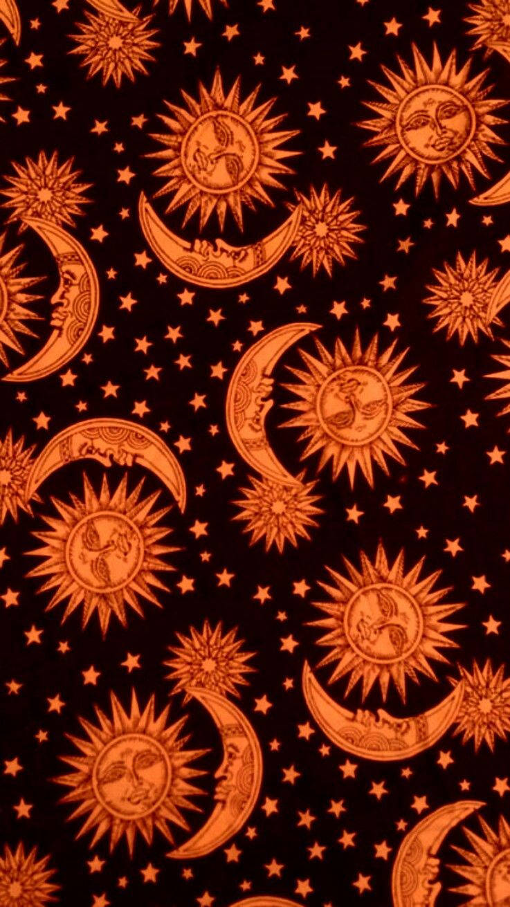 Sun And Moon, boho iphone, glowing orange suns, HD Phone Wallpaper