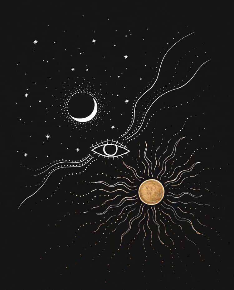 sun, moon, crescent moon, SD Phone Wallpaper